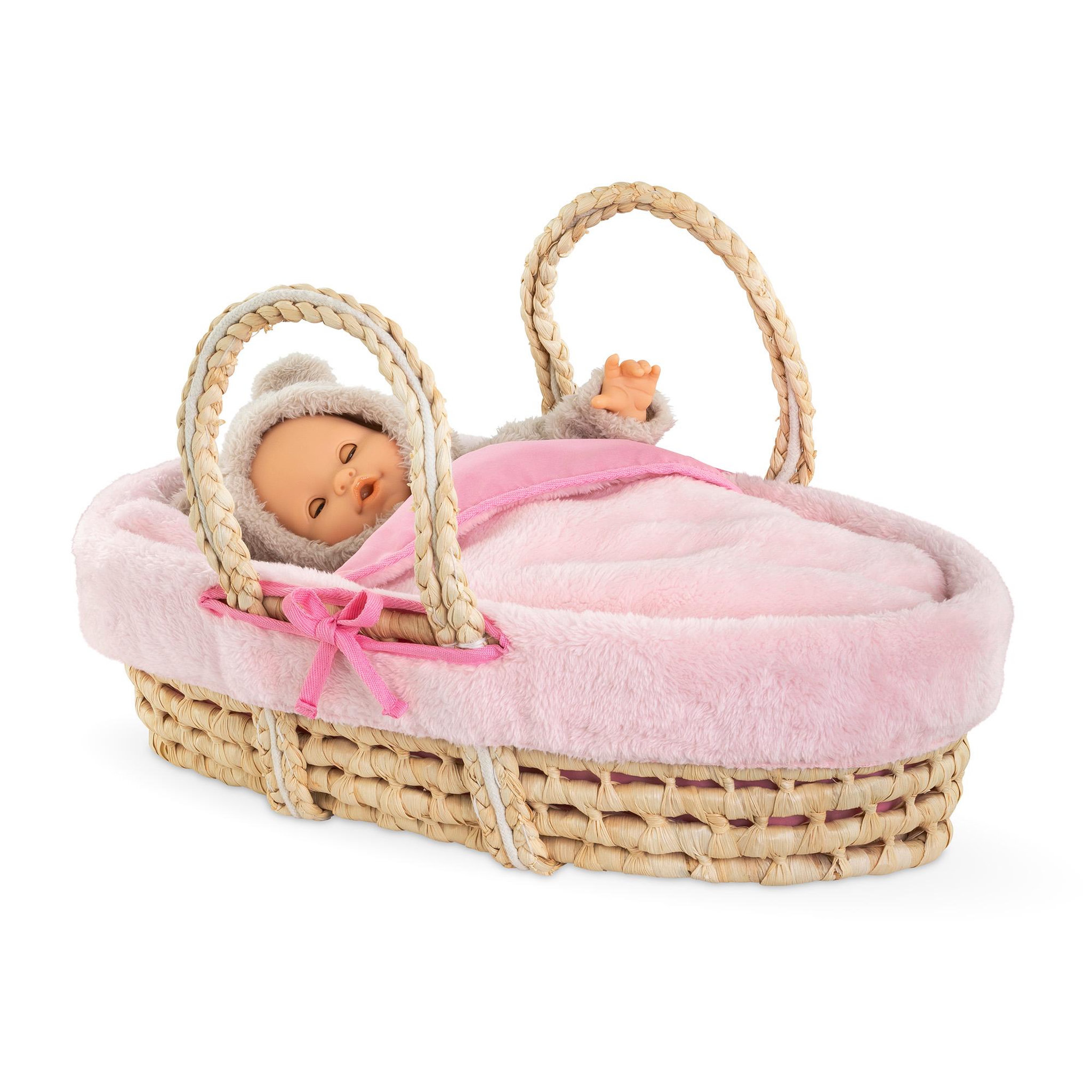Voir la diapositive 3 : Corolle Ensemble Couffin Peluche Rose pour poupon de 36 et 42 cm