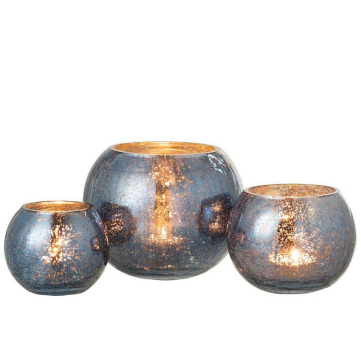 Paris Prix Photophore Boule en Verre  Nacré  20cm Bleu