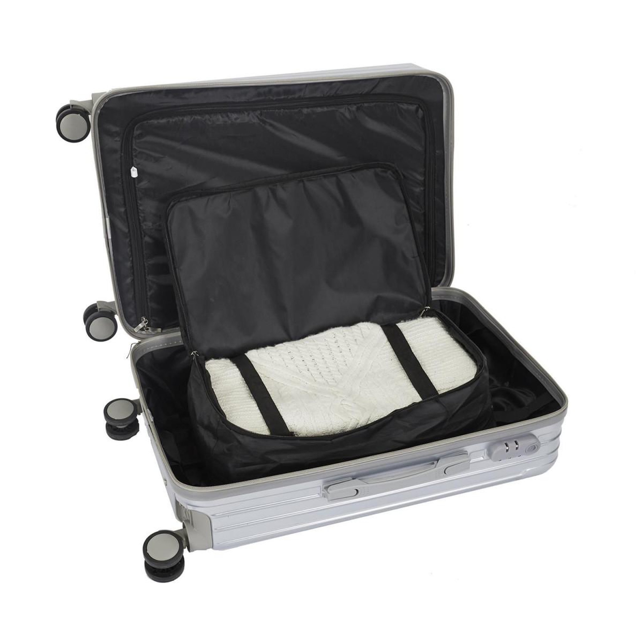 Voir la diapositive 5 : JET LAG Penderie de voyage filet  pliable  57cm noir