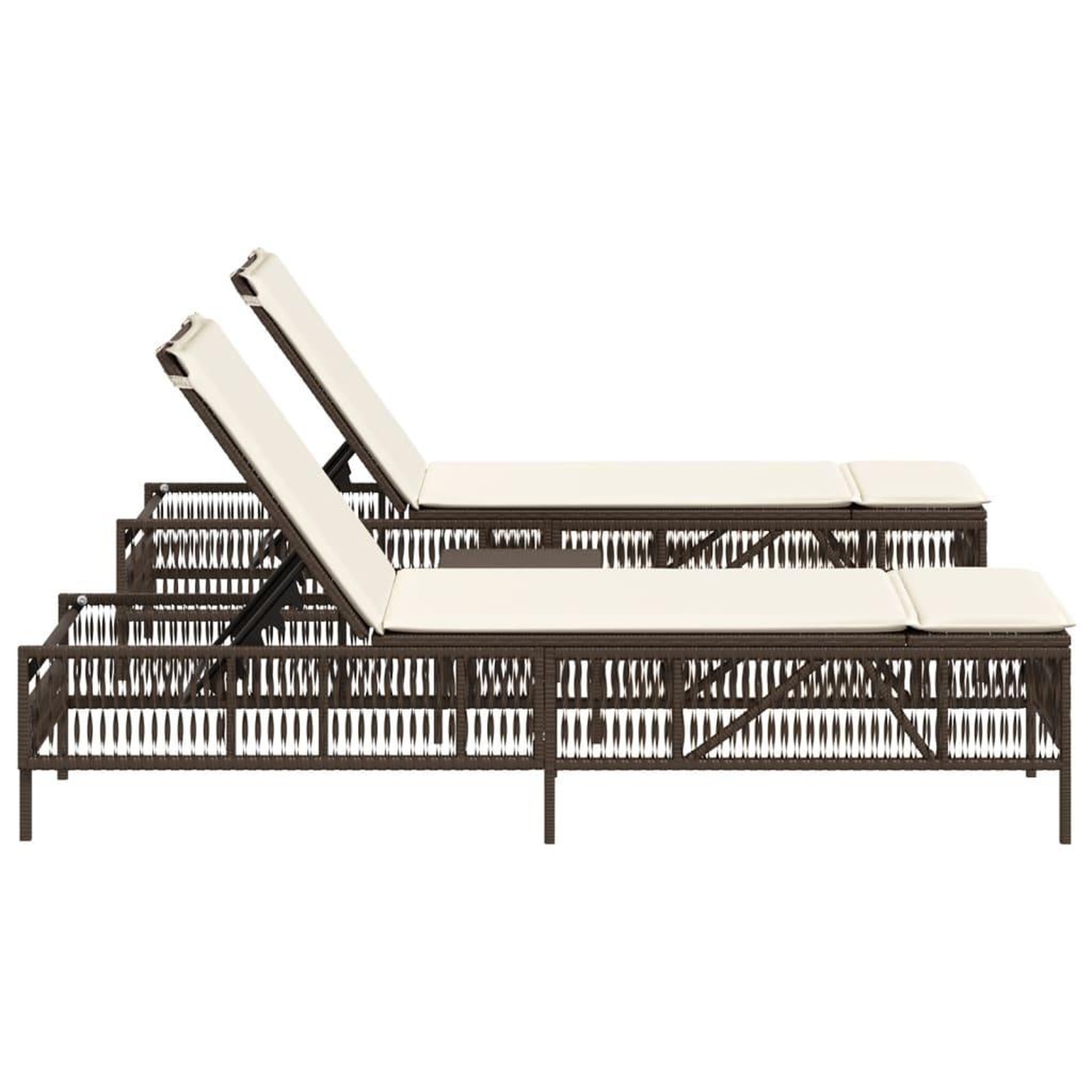 Voir la diapositive 5 : VIDAXL Chaises longues lot de 2 avec table marron resine tressee