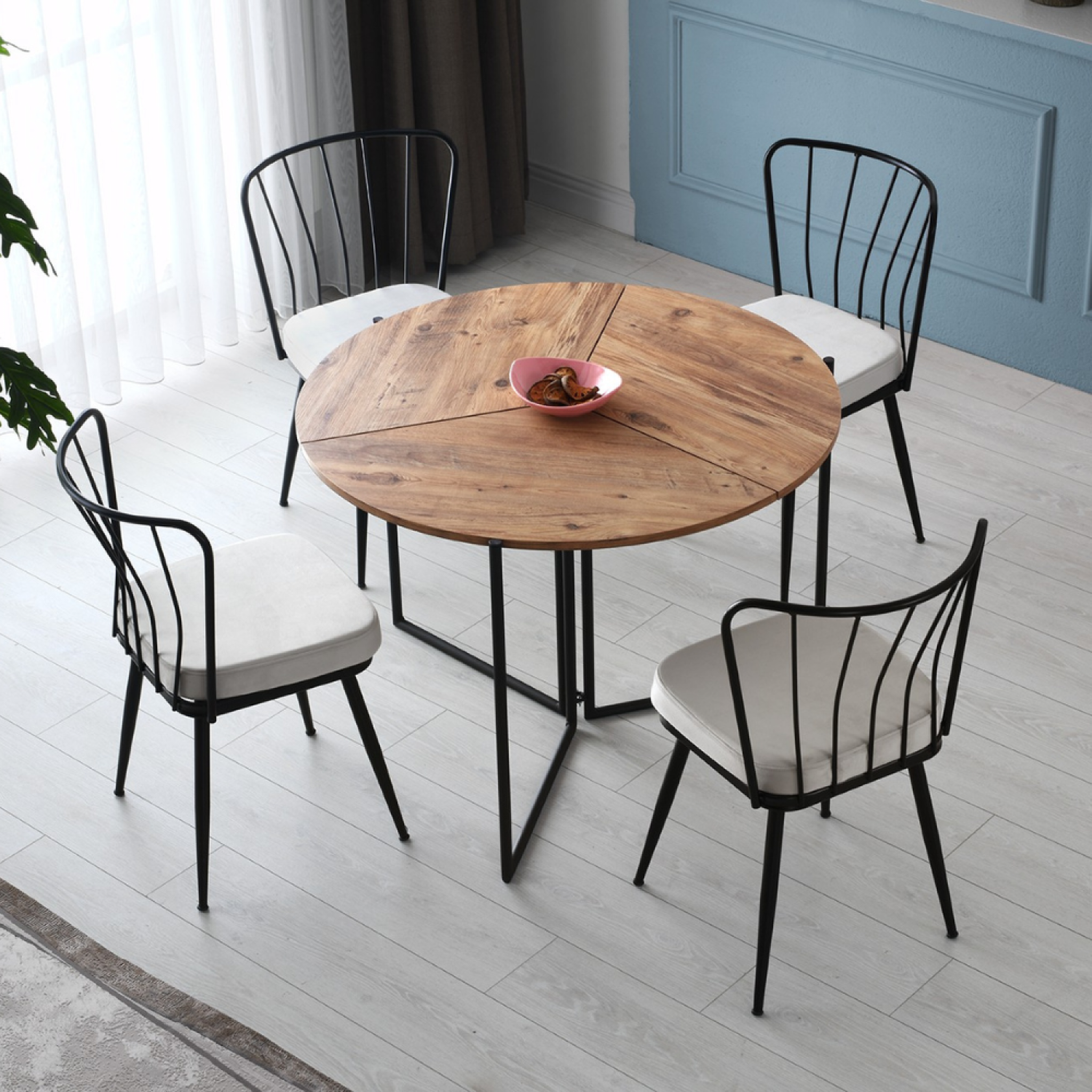 Voir la diapositive 2 : CONCEPT USINE Table de salle à manger pliable couleur bois BRONIE