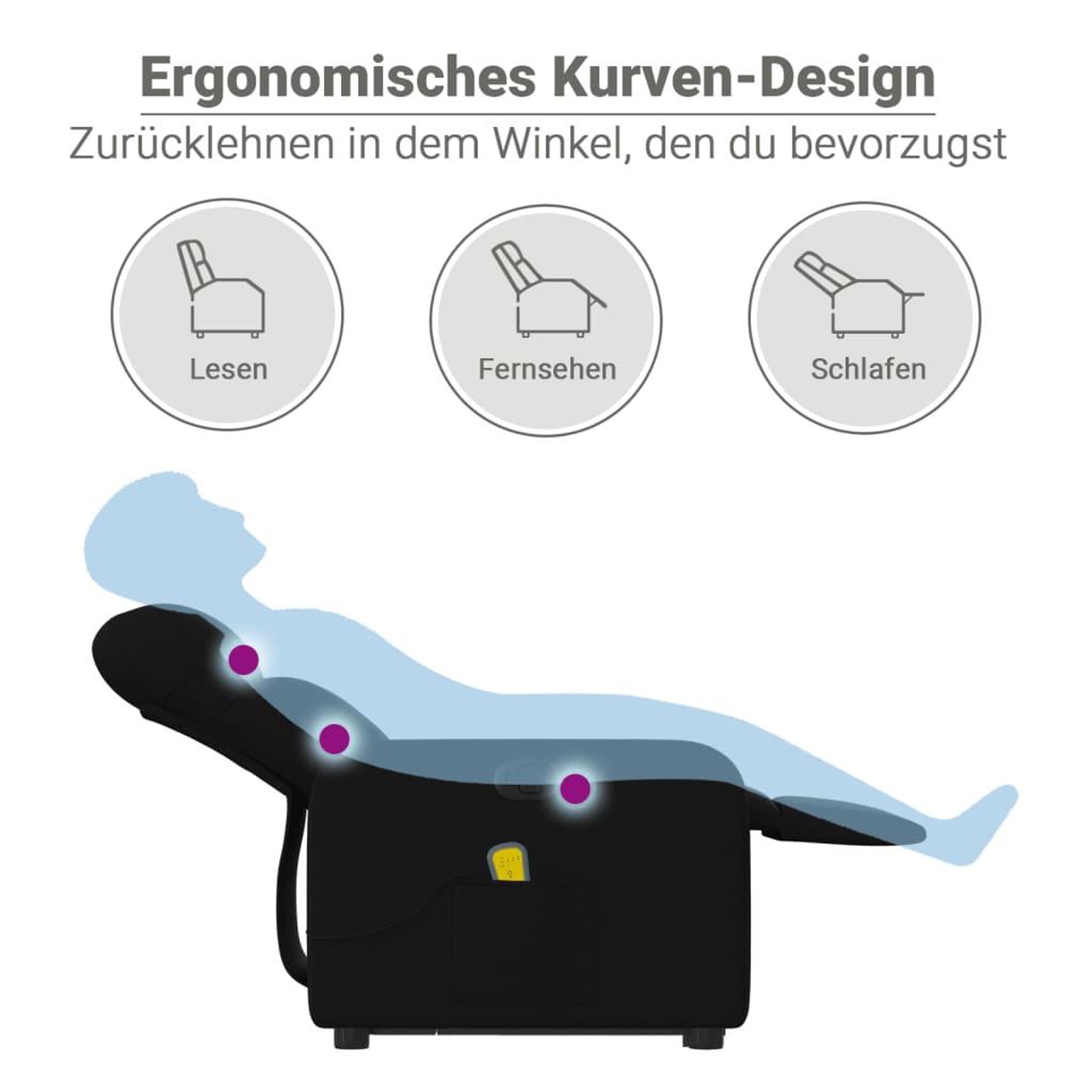 Voir la diapositive 6 : VIDAXL Fauteuil de massage inclinable Noir Tissu