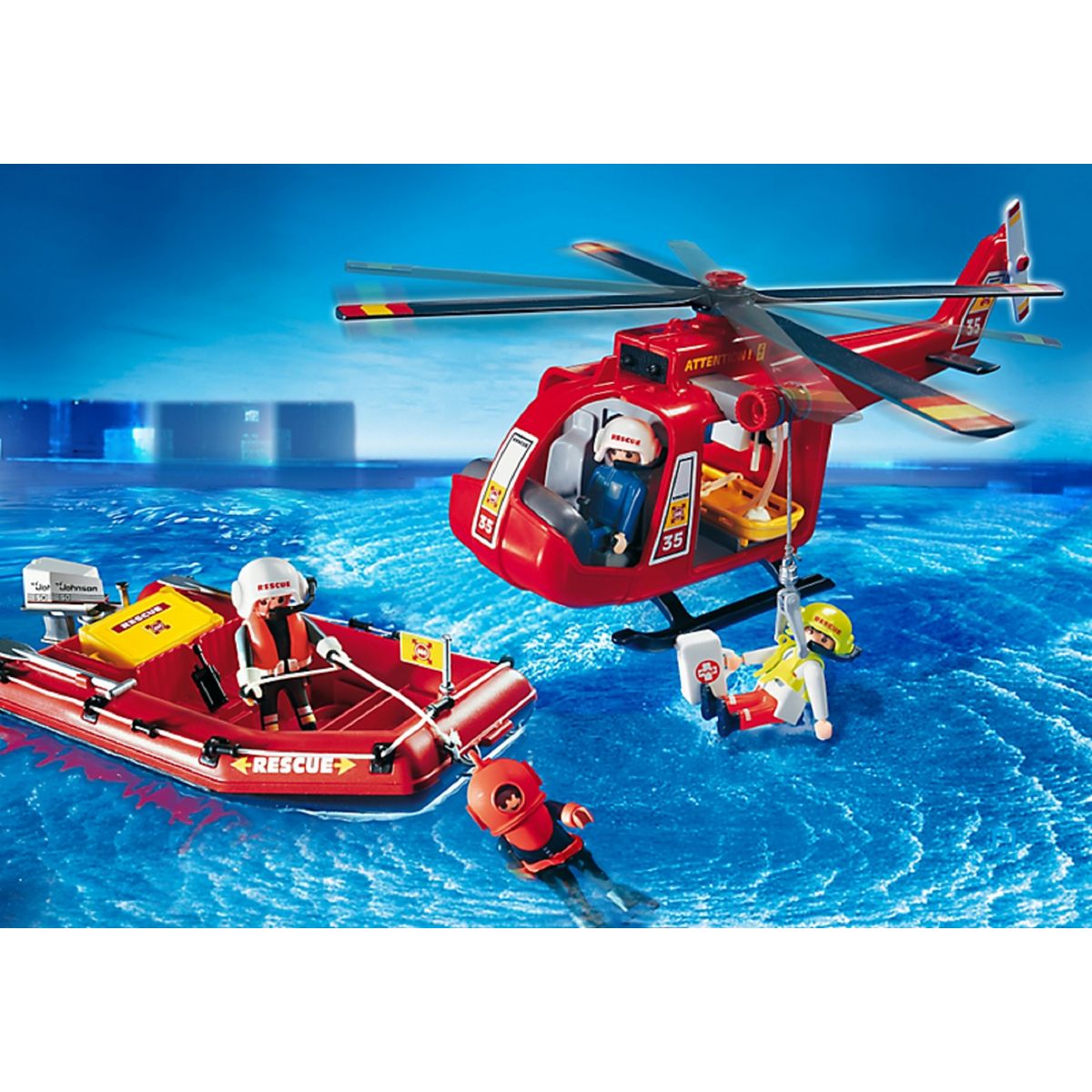 PLAYMOBIL 4428 - City Action - Sauveteur hélico bateau pneumatique