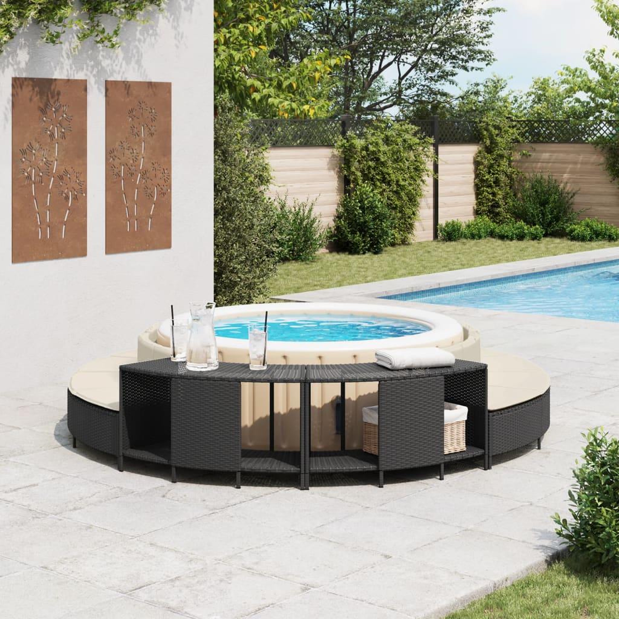 Voir la diapositive 3 : VIDAXL Etageres de rangement pour spa 2 pcs noir resine tressee