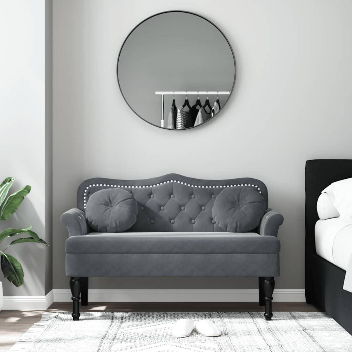 VIDAXL Banc avec coussins gris fonce 120,5x65x75 cm velours