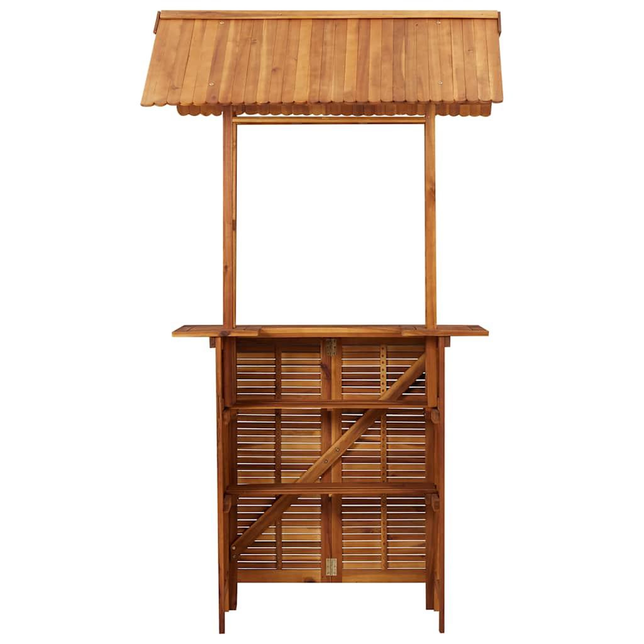 Voir la diapositive 5 : VIDAXL Table de bar d'exterieur avec toit 113x106x217 cm bois d'acacia