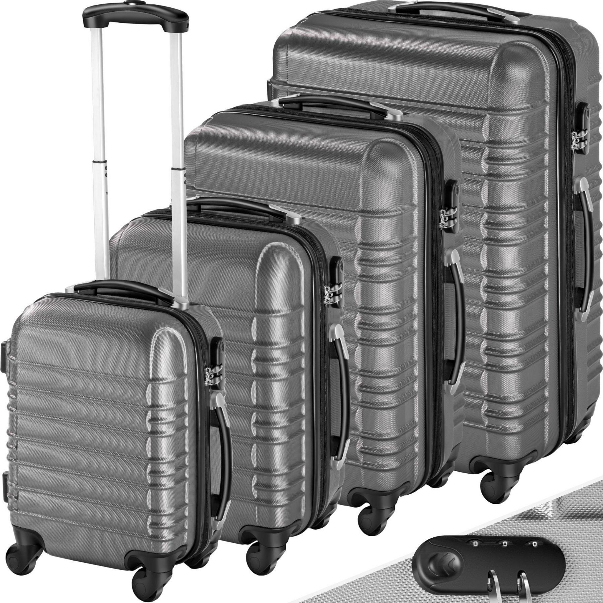tectake Set de 4 Valises Trolley - ABS - 4 Roues Pivotantes à 360°