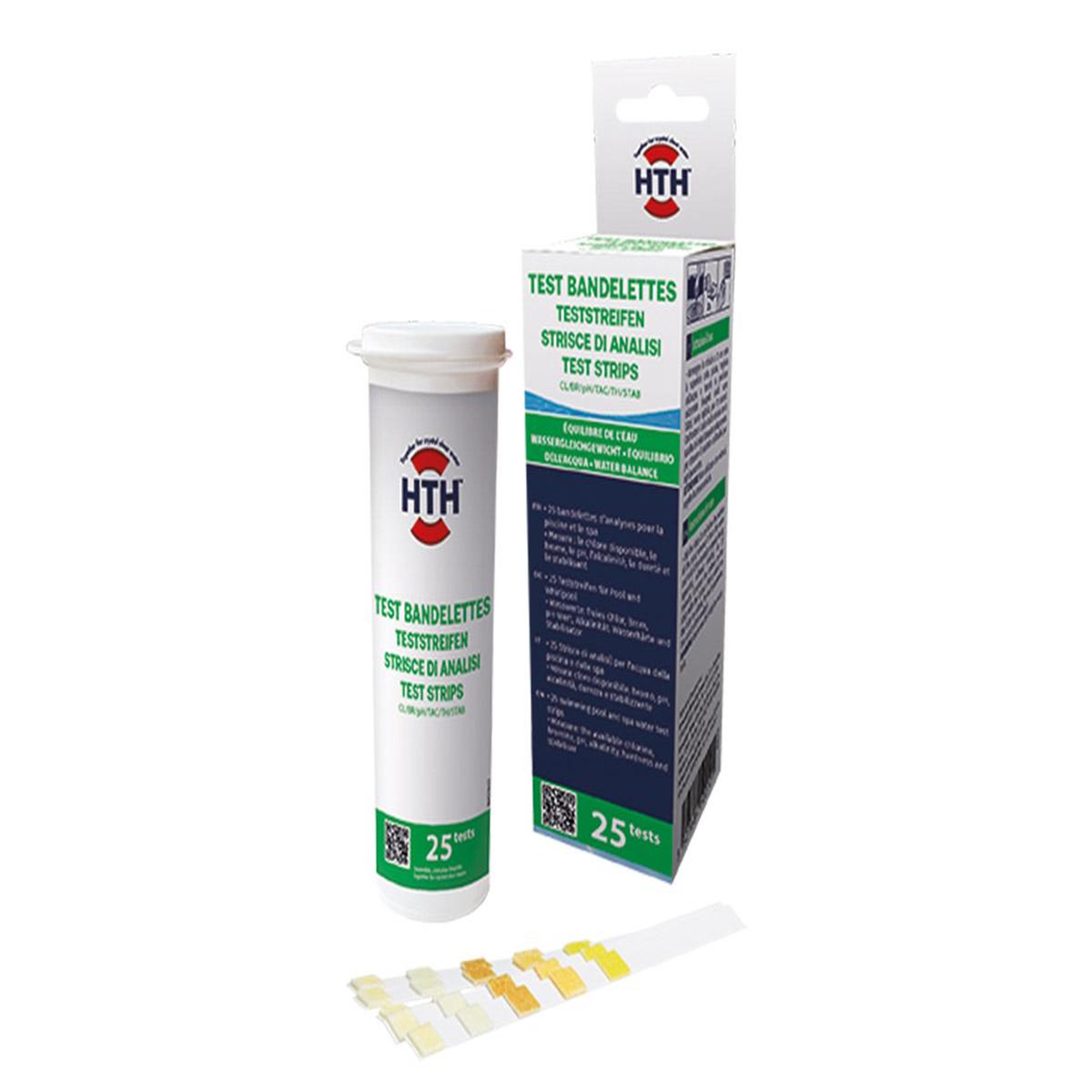 Voir la diapositive 2 : HTH 25 bandelettes de test pour analyse eau piscine et spa - HTH