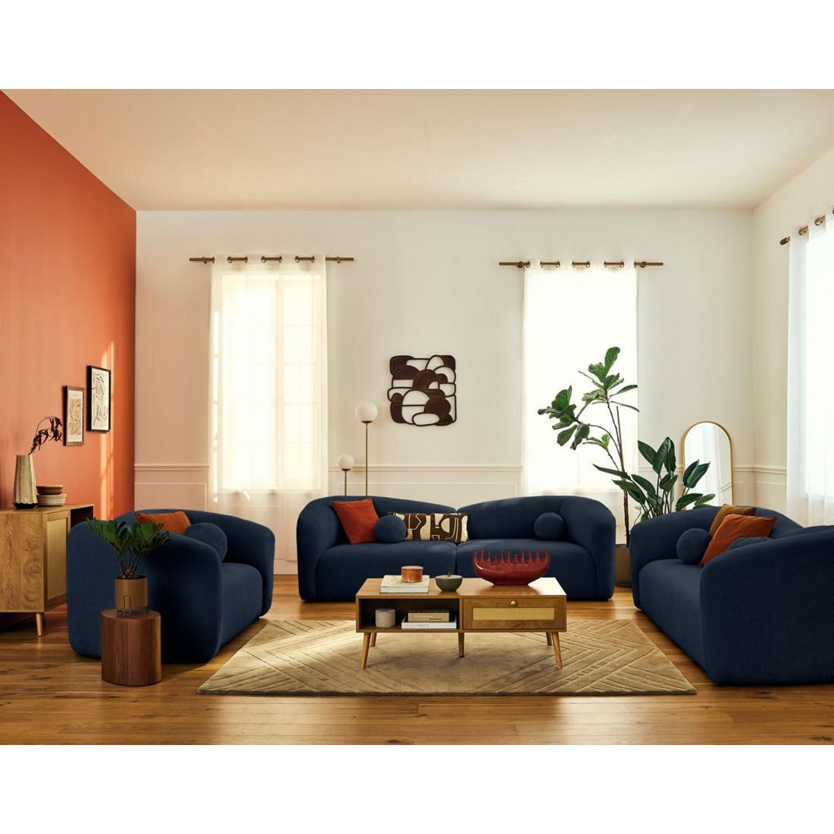 LISA DESIGN Charles - canapé droit 2 places en velours texturé