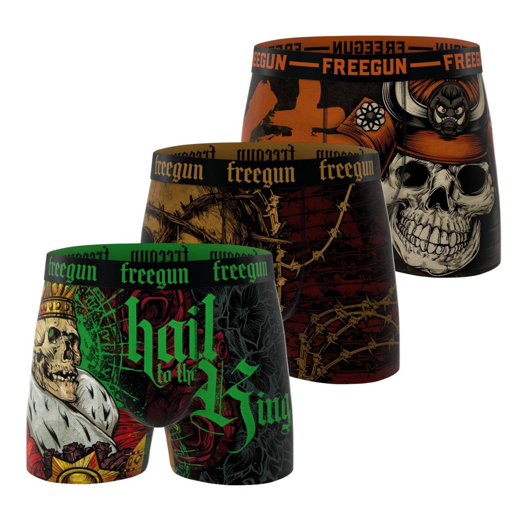 FREEGUN Lot de 3 boxers homme collection rock that. Coloris disponibles : Marron