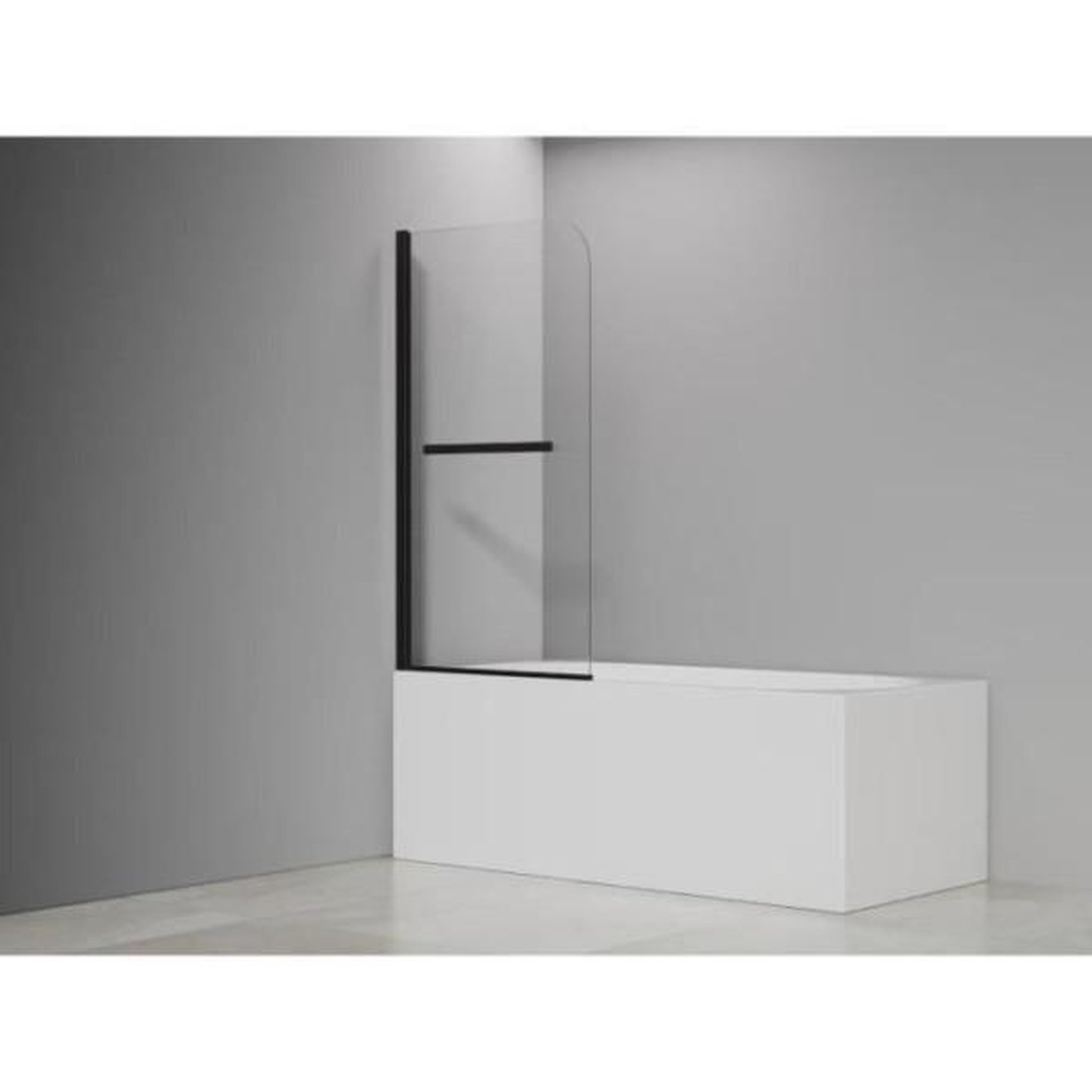 Voir la diapositive 2 : MARKET24 Pare baignoire 1 volet + porte serviettes - HOME GENERATION - Mila noir - 80 x 140 cm