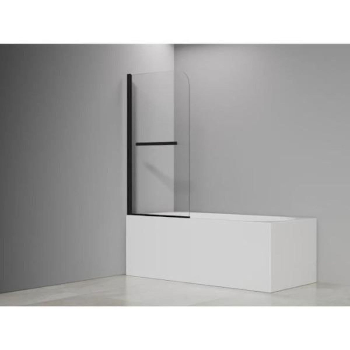 MARKET24 Pare baignoire 1 volet + porte serviettes - HOME GENERATION - Mila noir - 80 x 140 cm