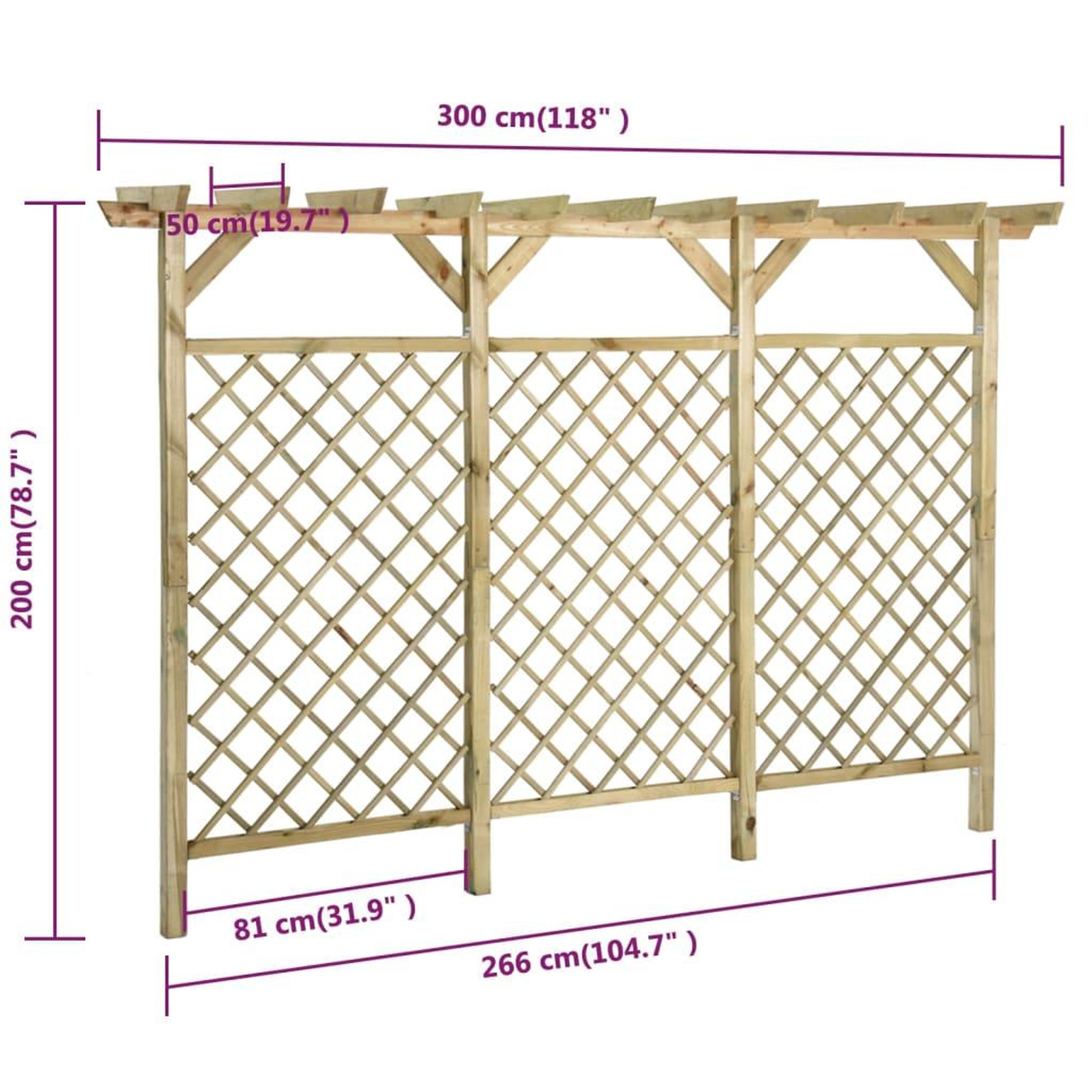 Voir la diapositive 6 : VIDAXL Cloture a treillis de jardin avec pergola 300x50x200 cm pin