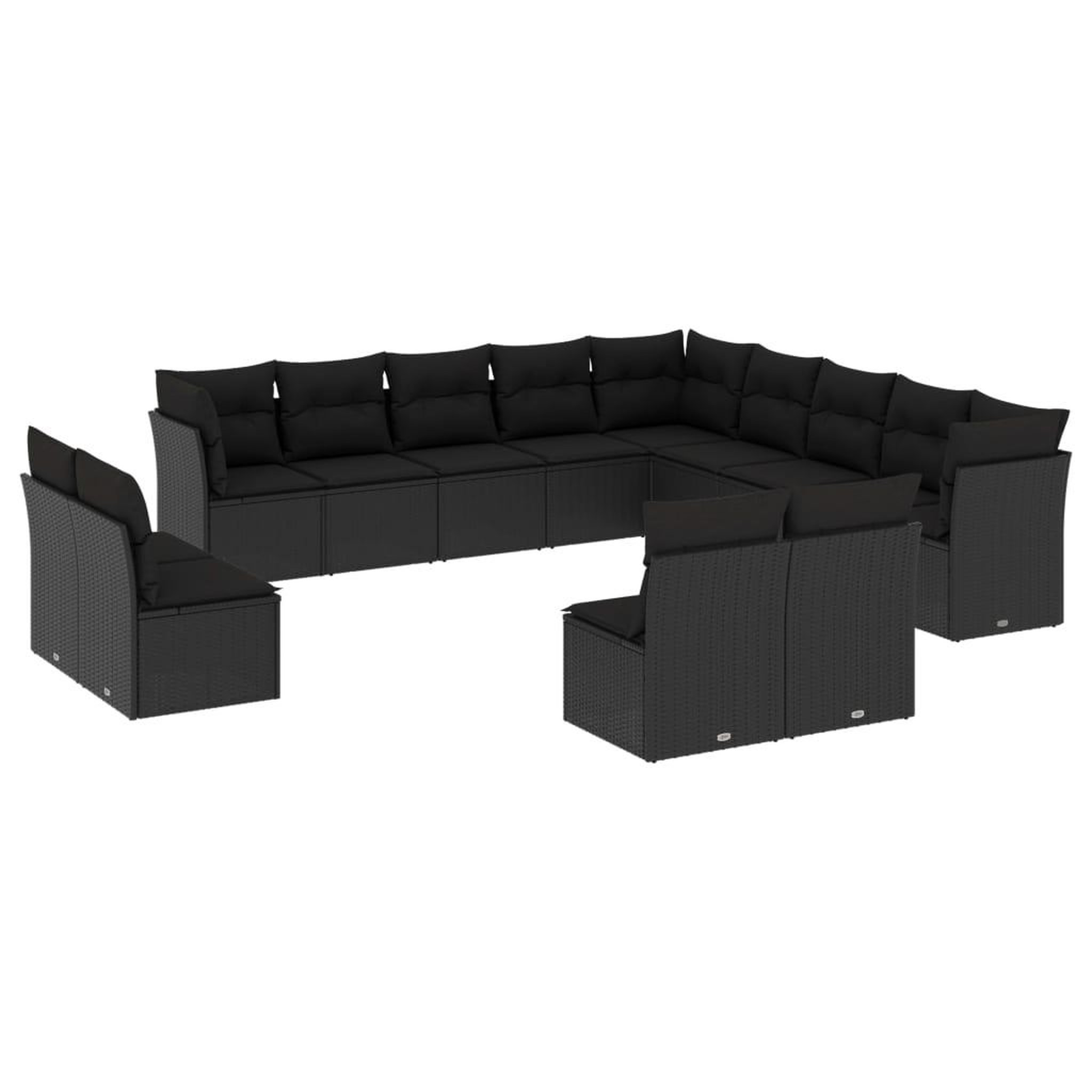 Voir la diapositive 2 : VIDAXL Salon de jardin avec coussins 13 pcs noir resine tressee