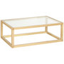 Voir la diapositive 1 : HOMCOM Table basse design contemporain plateau verre trempé structure piètement bois d'hévéa