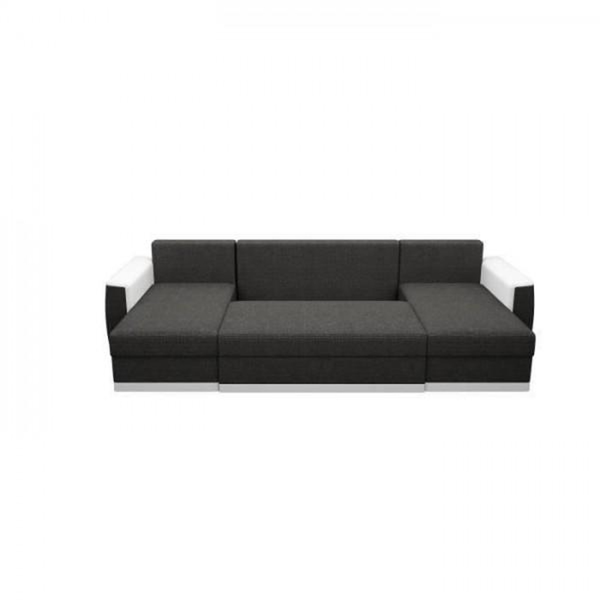 Voir la diapositive 4 : MARKET24 Canapé d'angle panoramique convertible 5 places JAMES - Simili et tissu Blanc et Anthracite - L 298 x P 142 x H 85 cm