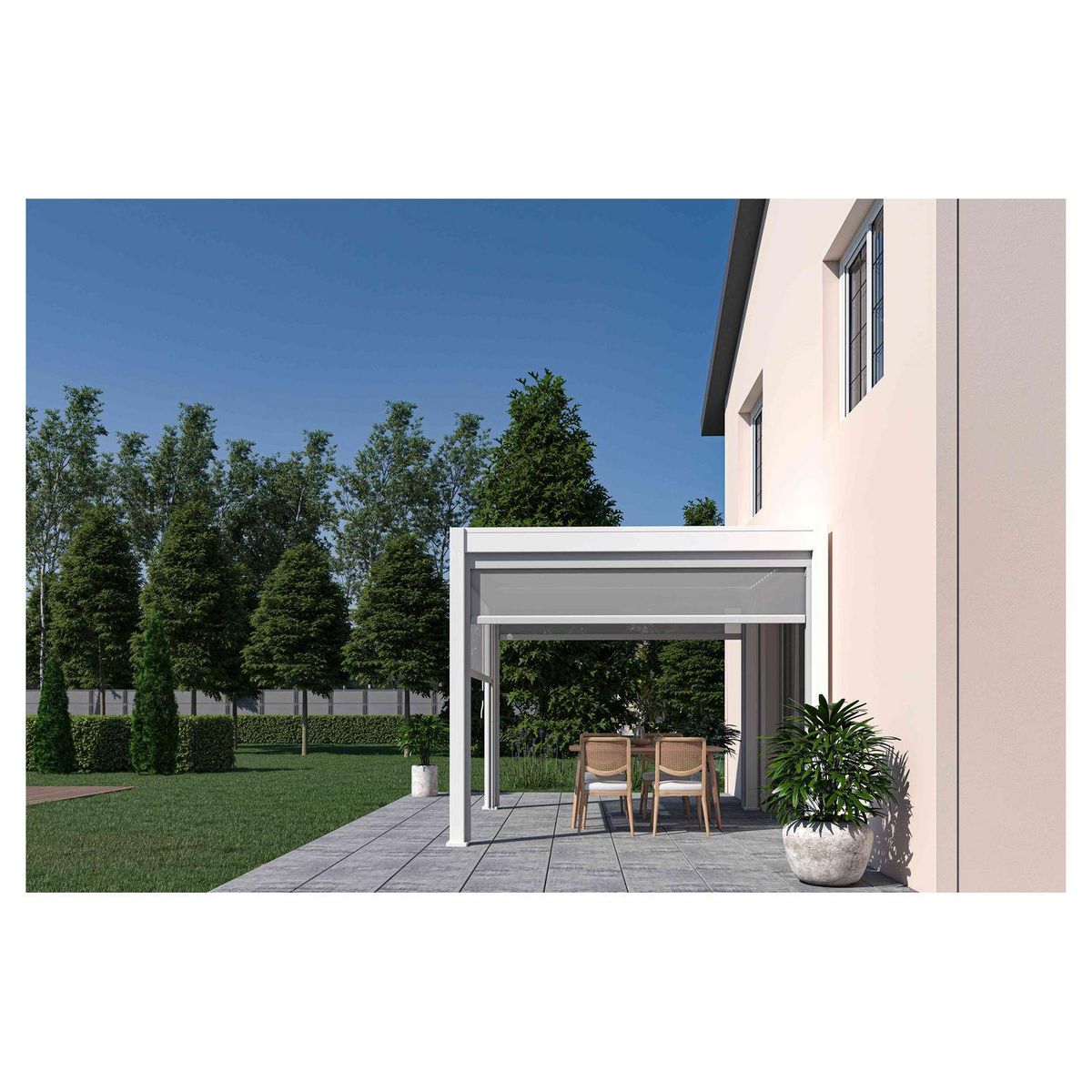 OMBREA Pergola bioclimatique - Autoportante - Blanche - 3x3 OMBREA
