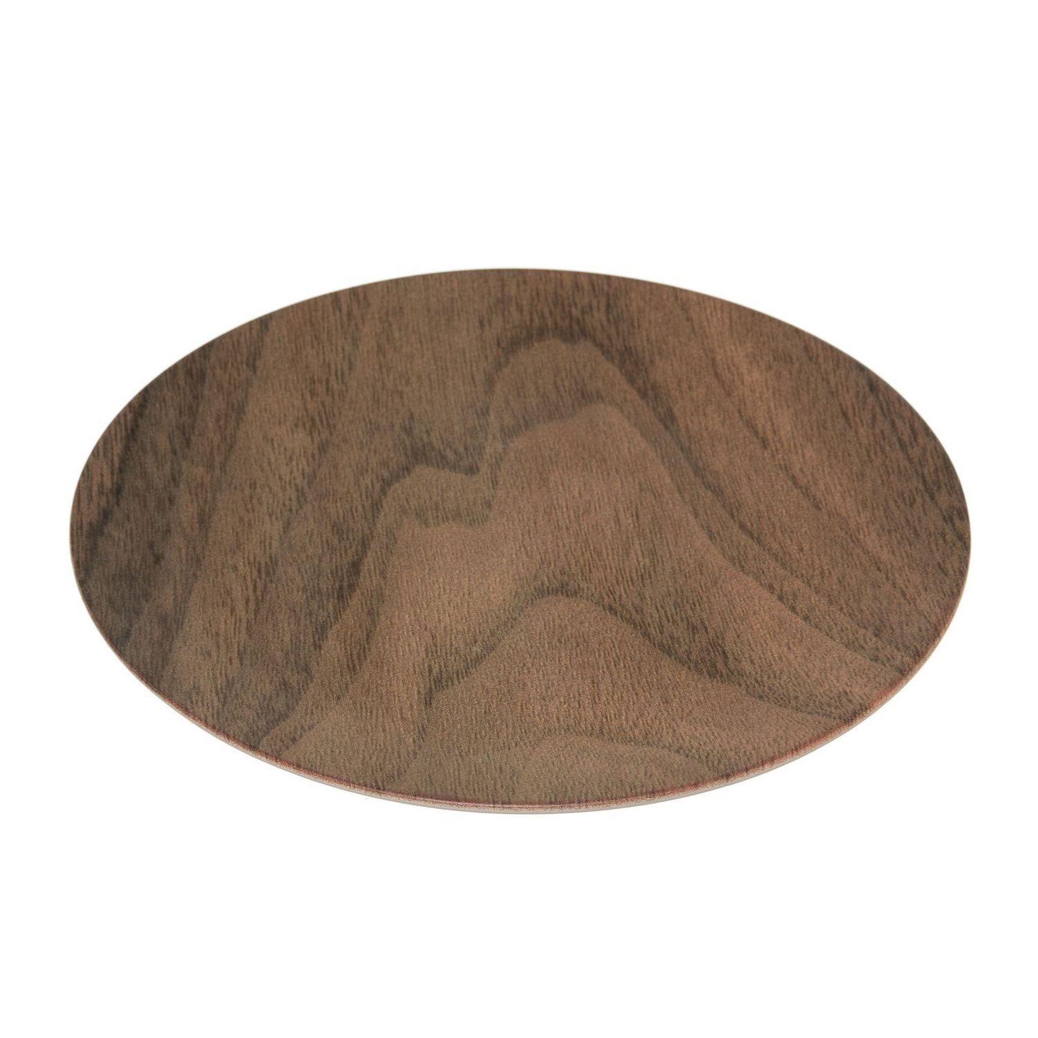 TOILINUX Lot 6x assiette plate design bois mood - diam. 26 cm - marron