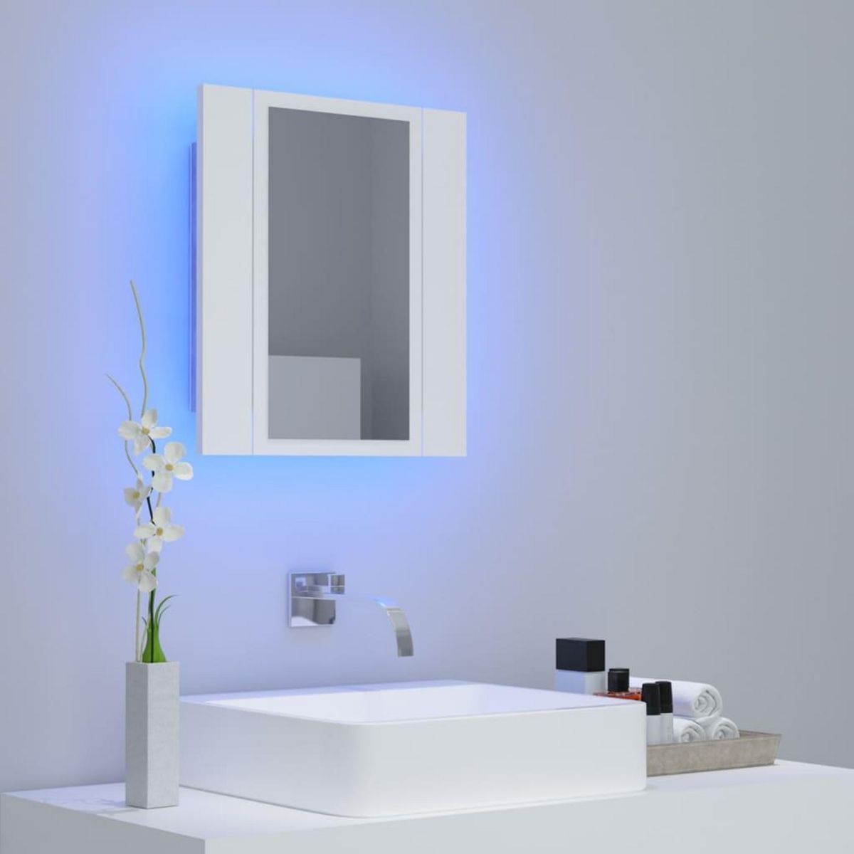 VIDAXL Armoire salle de bain a miroir LED Blanc 40x12x45 cm Acrylique