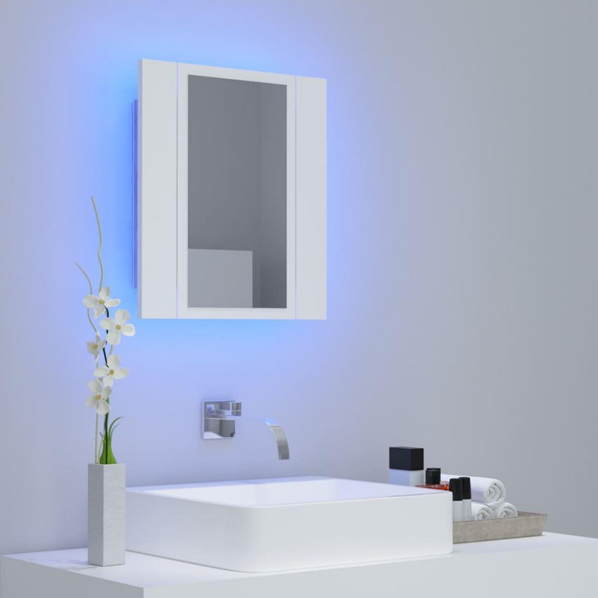 VIDAXL Armoire salle de bain a miroir LED Blanc 40x12x45 cm Acrylique