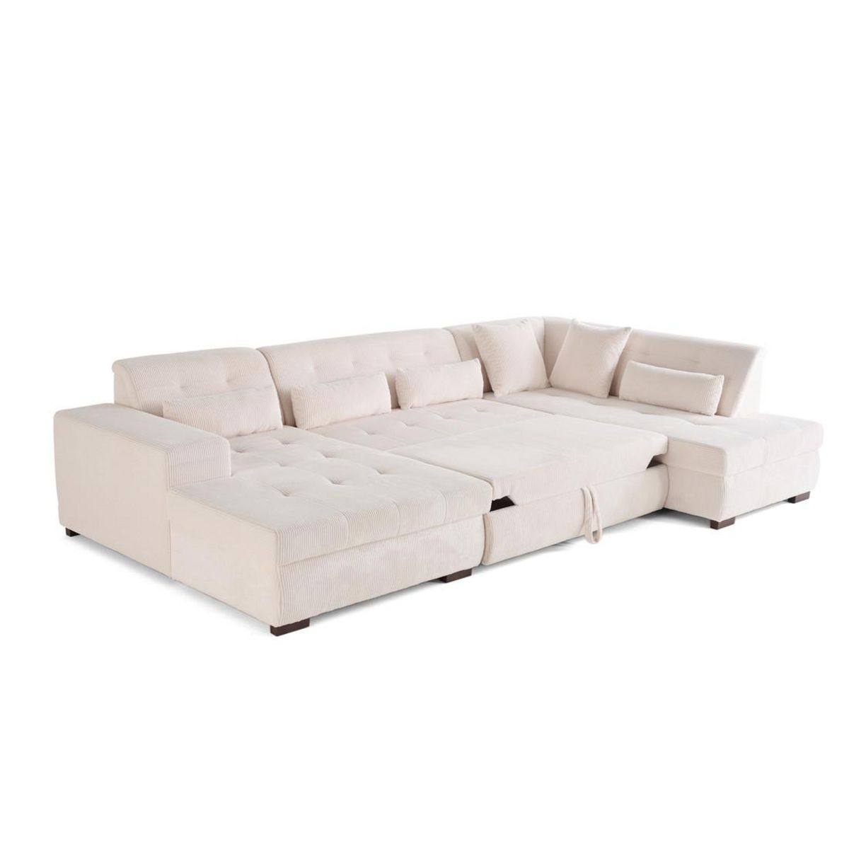 LISA DESIGN Vermont - canapé panoramique d'angle droit - 7 places - convertible avec coffre - en velours côtelé