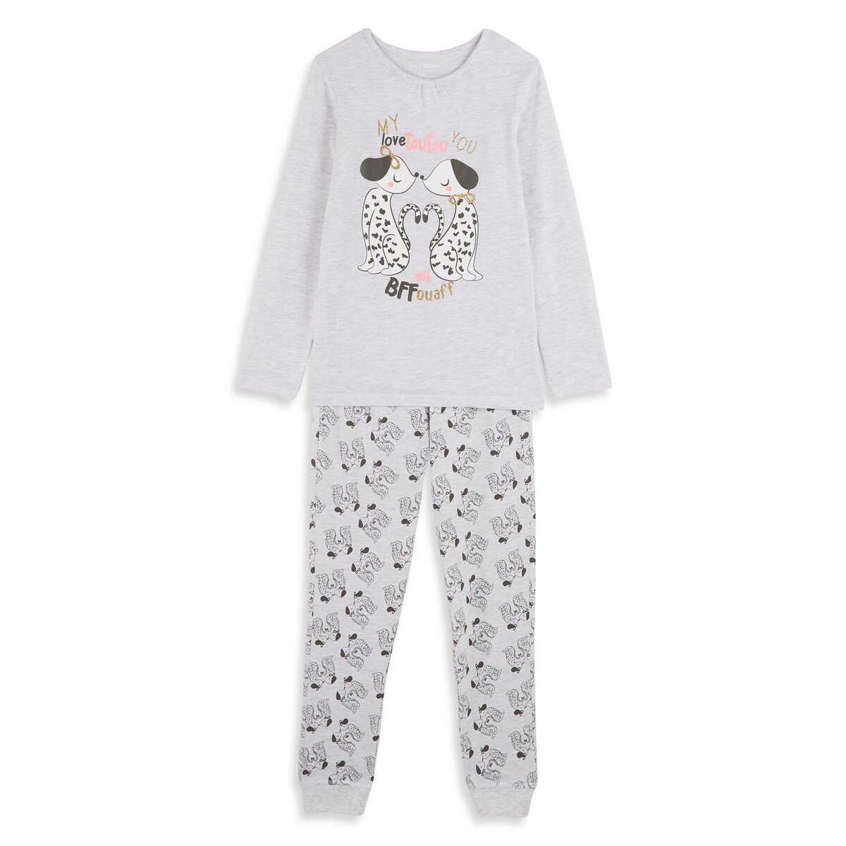 INEXTENSO Pyjama gris fille en coton pas cher Auchan