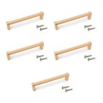 EMUCA SRL Lot de 5 poignées pour meubles Bergen -  L141mm -  entraxe 128mm -  Aluminium  -  peint en or