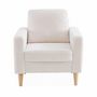 Voir la diapositive 4 : SWEEEK Fauteuil à bouclettes blanc cassé. scandinave  - Bjorn - Canapé 1 place fixe droit pieds bois