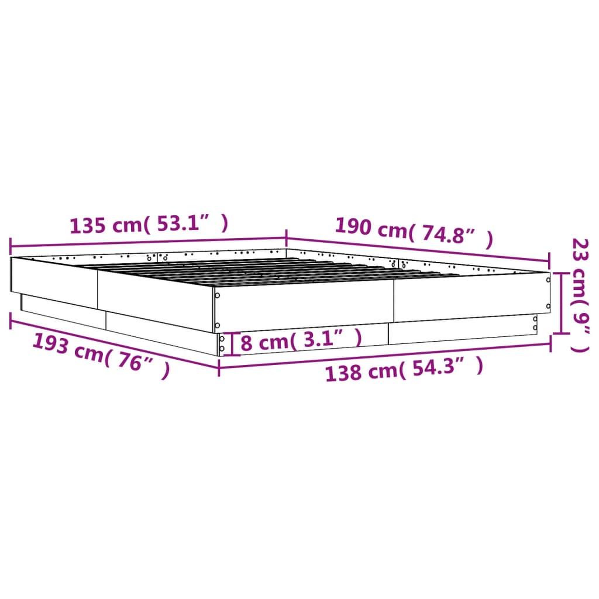 Voir la diapositive 6 : VIDAXL Cadre de lit sans matelas blanc 135x190 cm
