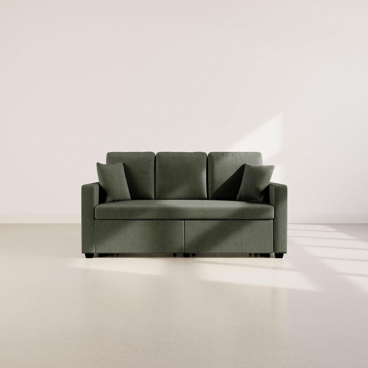 BEST MOBILIER Cyrus - canapé droit 3 places convertible en velours côtelé