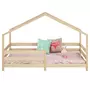 IDIMEX Lit cabane RENA lit simple montessori pour enfant 90 x 200 cm, avec barrières de protection, en pin massif à la finition naturelle