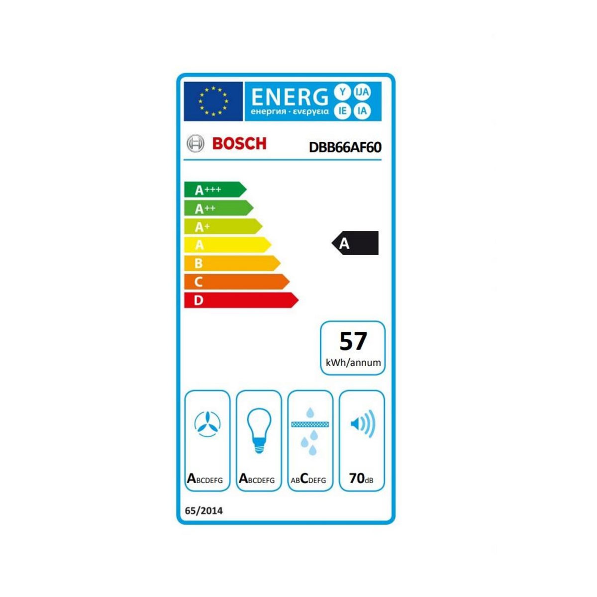 BOSCH Hotte visière 60cm 620m3/h noir - DBB66AF60