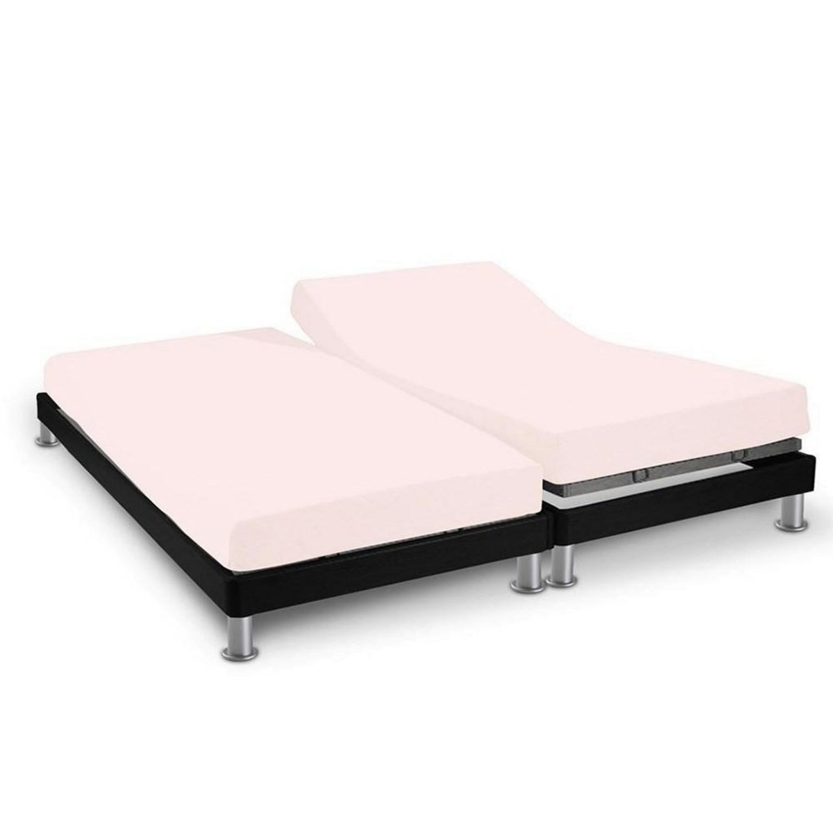 Les Douces Nuits de Maé Drap housse double 2x80x200 cm rose pâle 100% coton