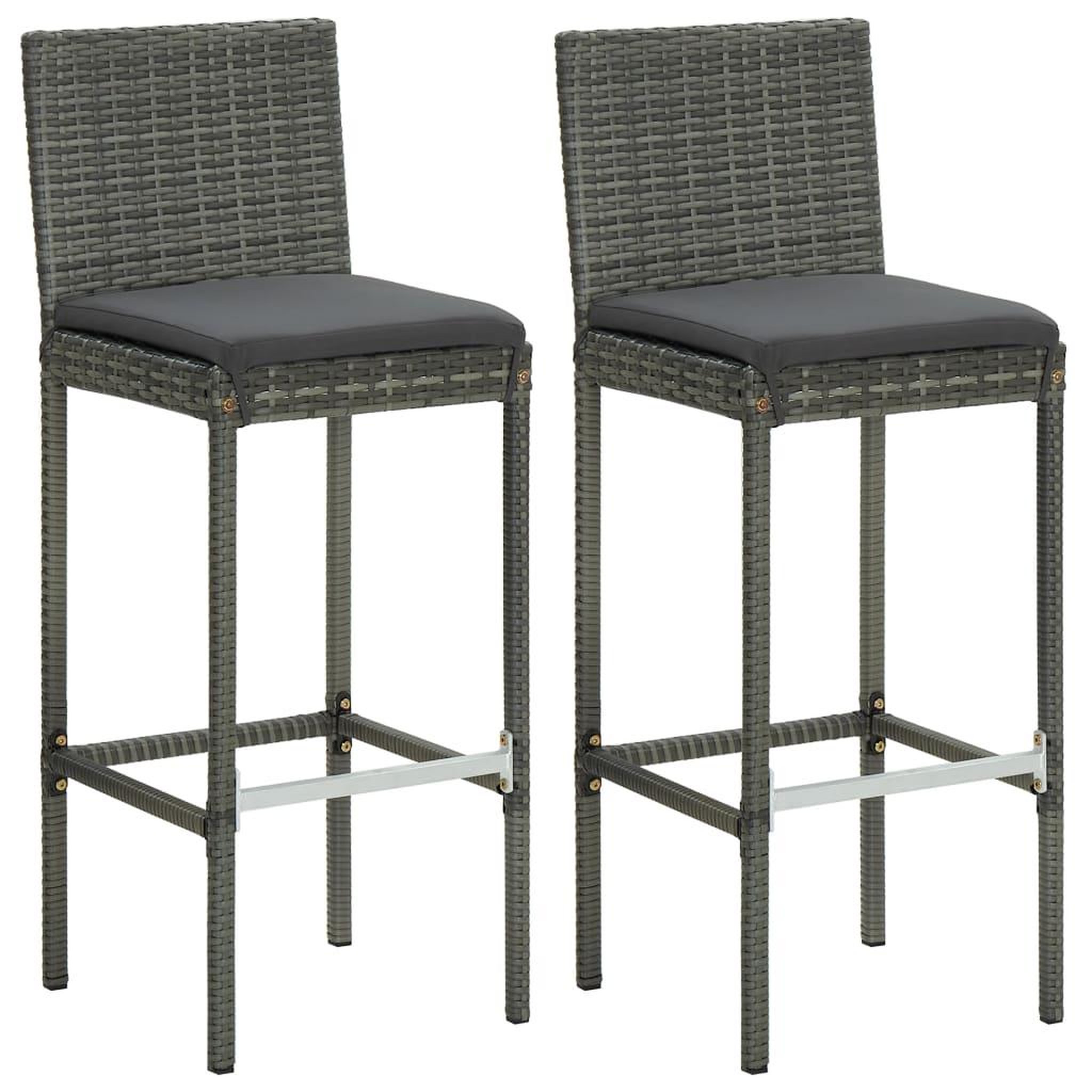 Voir la diapositive 3 : VIDAXL Ensemble de bar de jardin avec coussins 3 pcs Gris