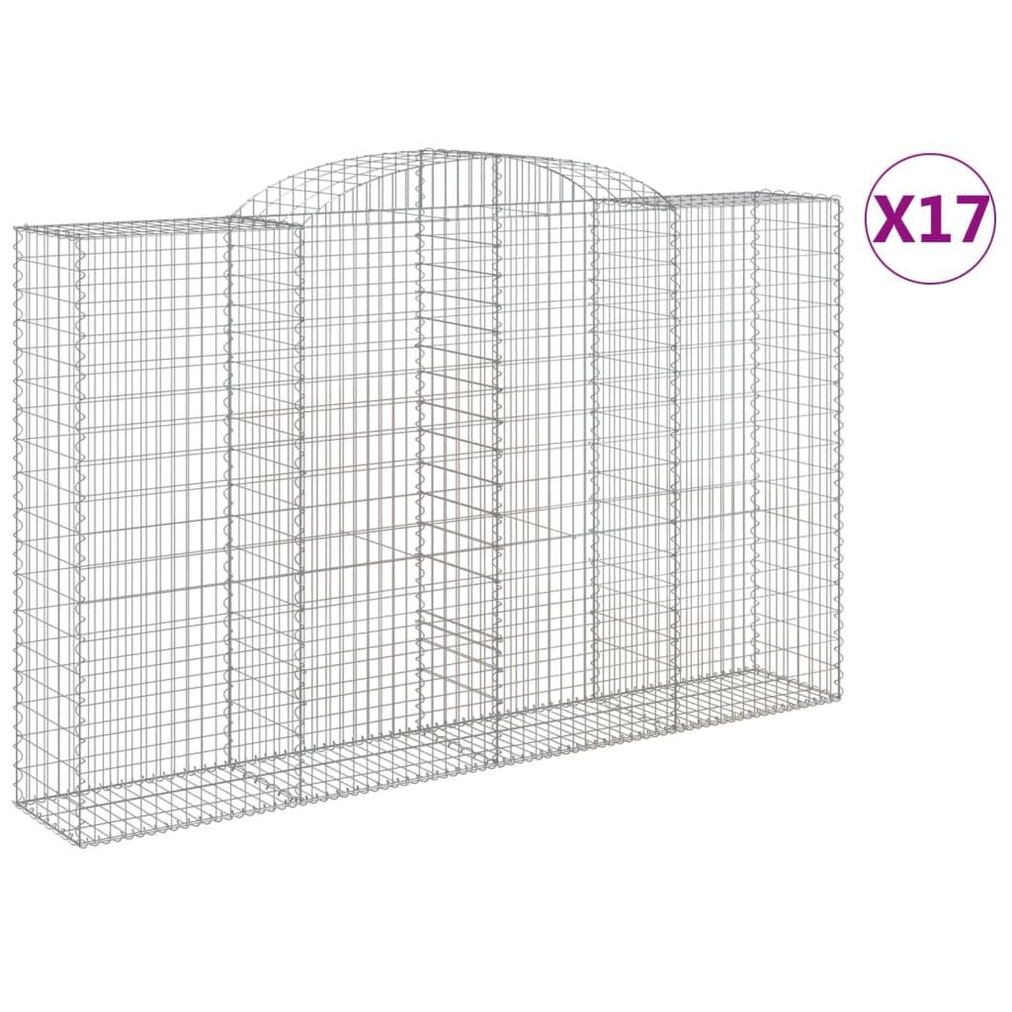 Voir la diapositive 2 : VIDAXL Paniers a gabions arques 17 pcs 300x50x180/200 cm fer galvanise