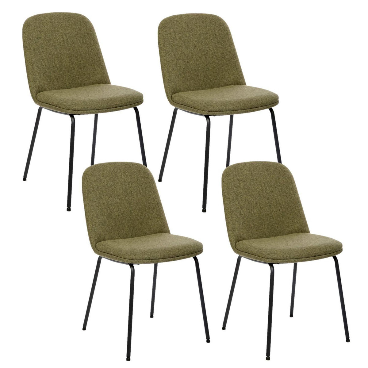 ATMOSPHERA Lot de 4 chaises en tissu et pieds métal NEORA