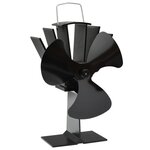 VIDAXL Ventilateur de poele alimente par chaleur 3 pales Noir
