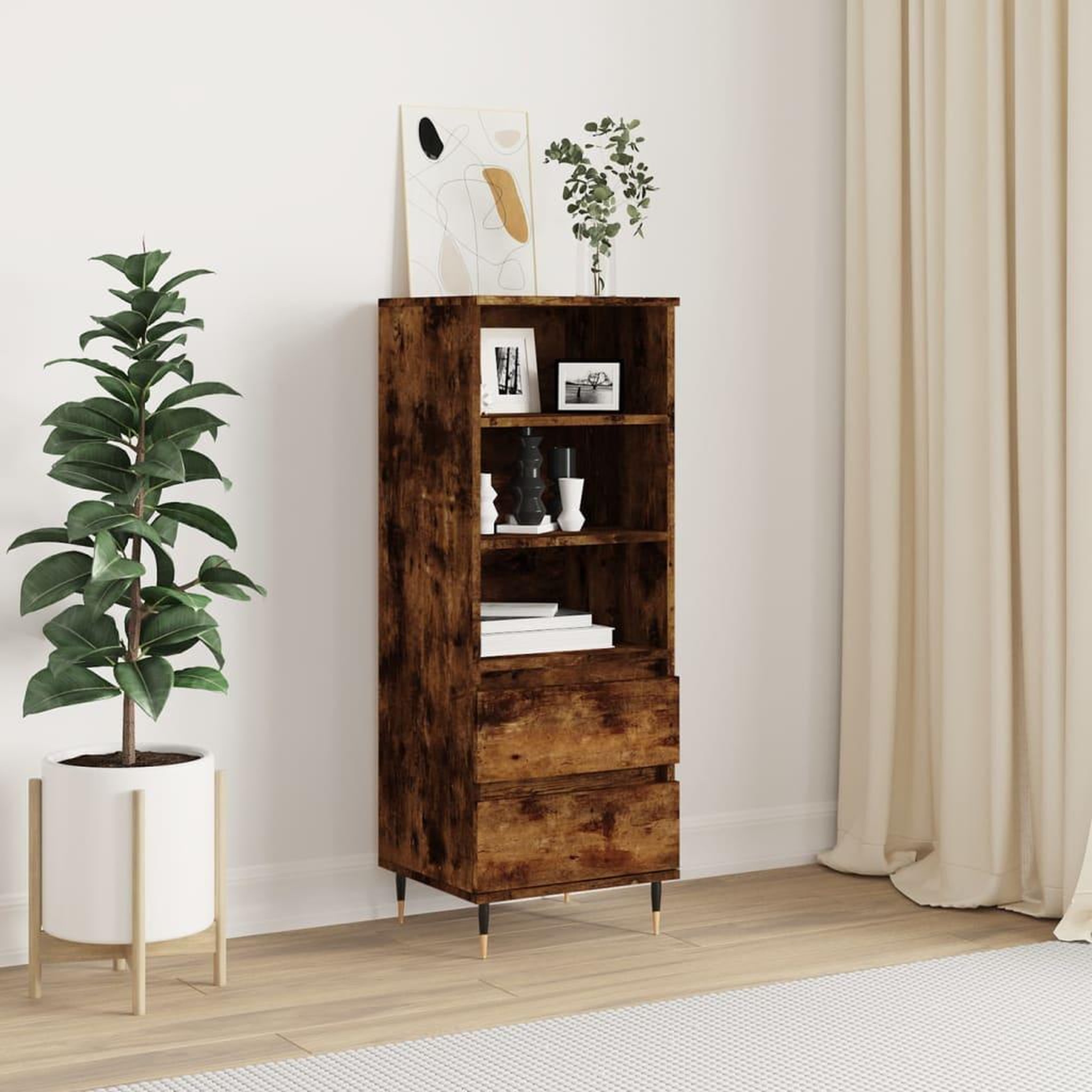VIDAXL Buffet haut Chene fume 40x36x110 cm Bois d'ingenierie