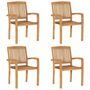 Voir la diapositive 2 : VIDAXL Chaises de jardin empilables avec coussins lot de 4 Teck solide