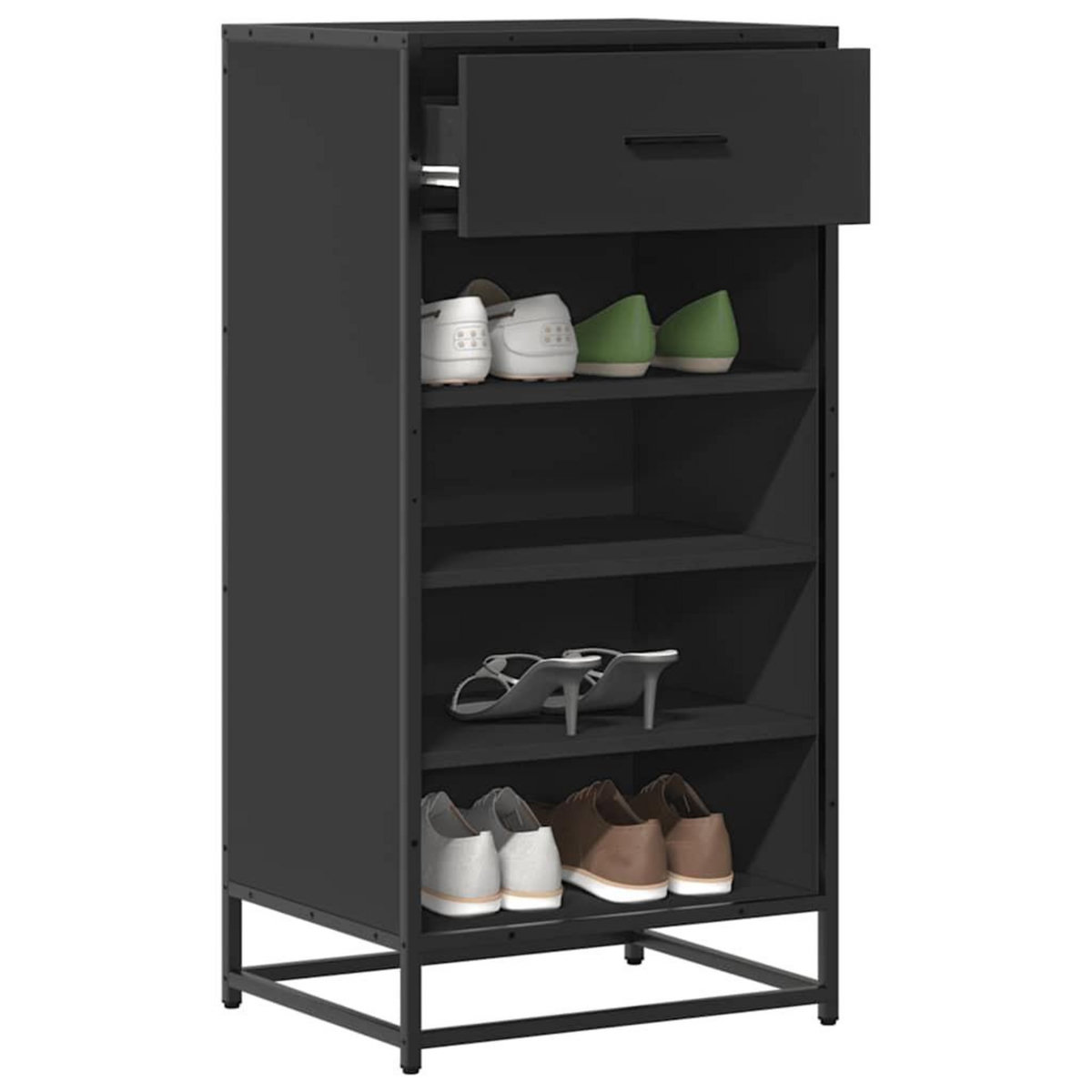 VIDAXL Etagere a chaussures noir 48x38x97,5 cm bois d'ingenierie