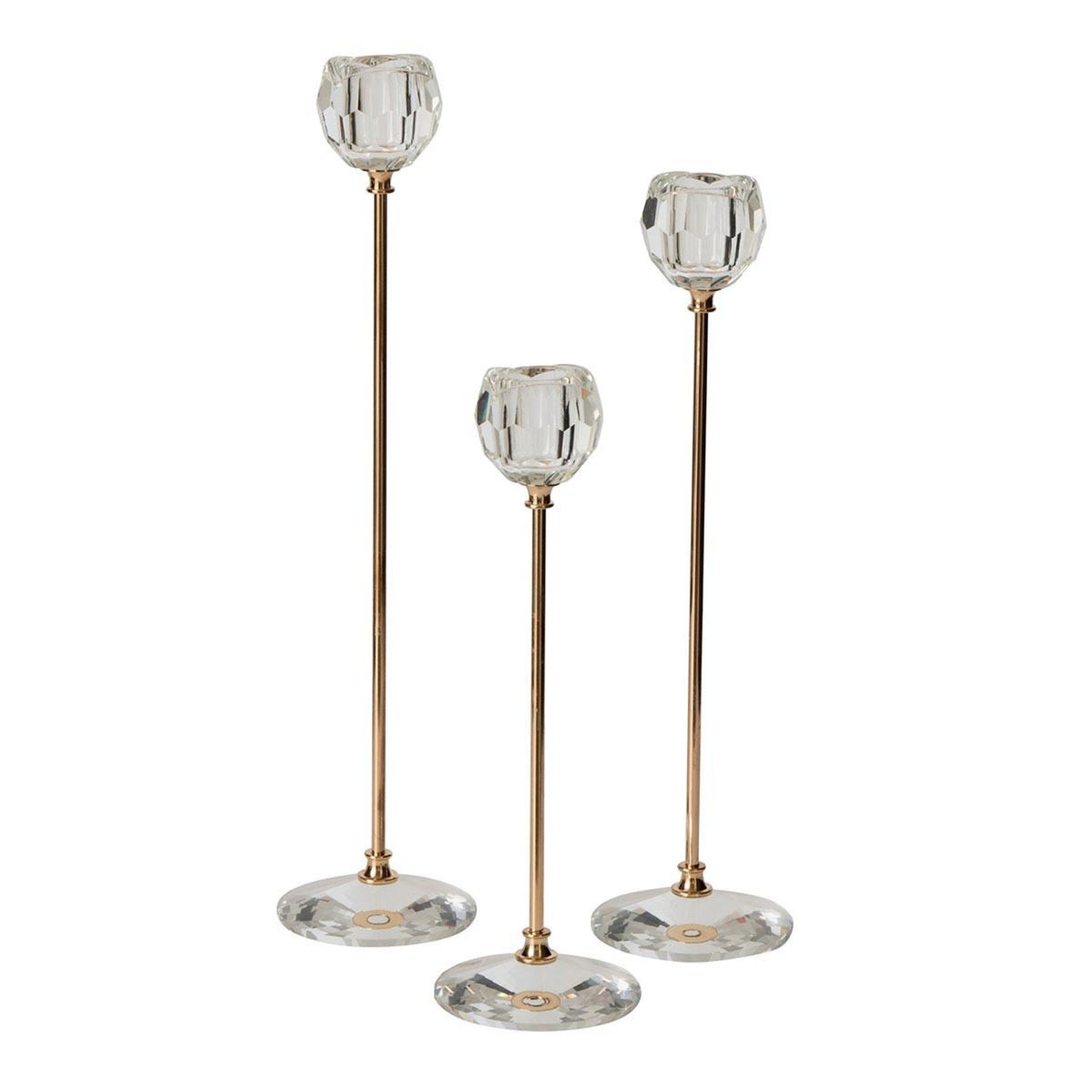 J-LINE Lot de 3 chandeliers en cristal  doris  25cm transparent