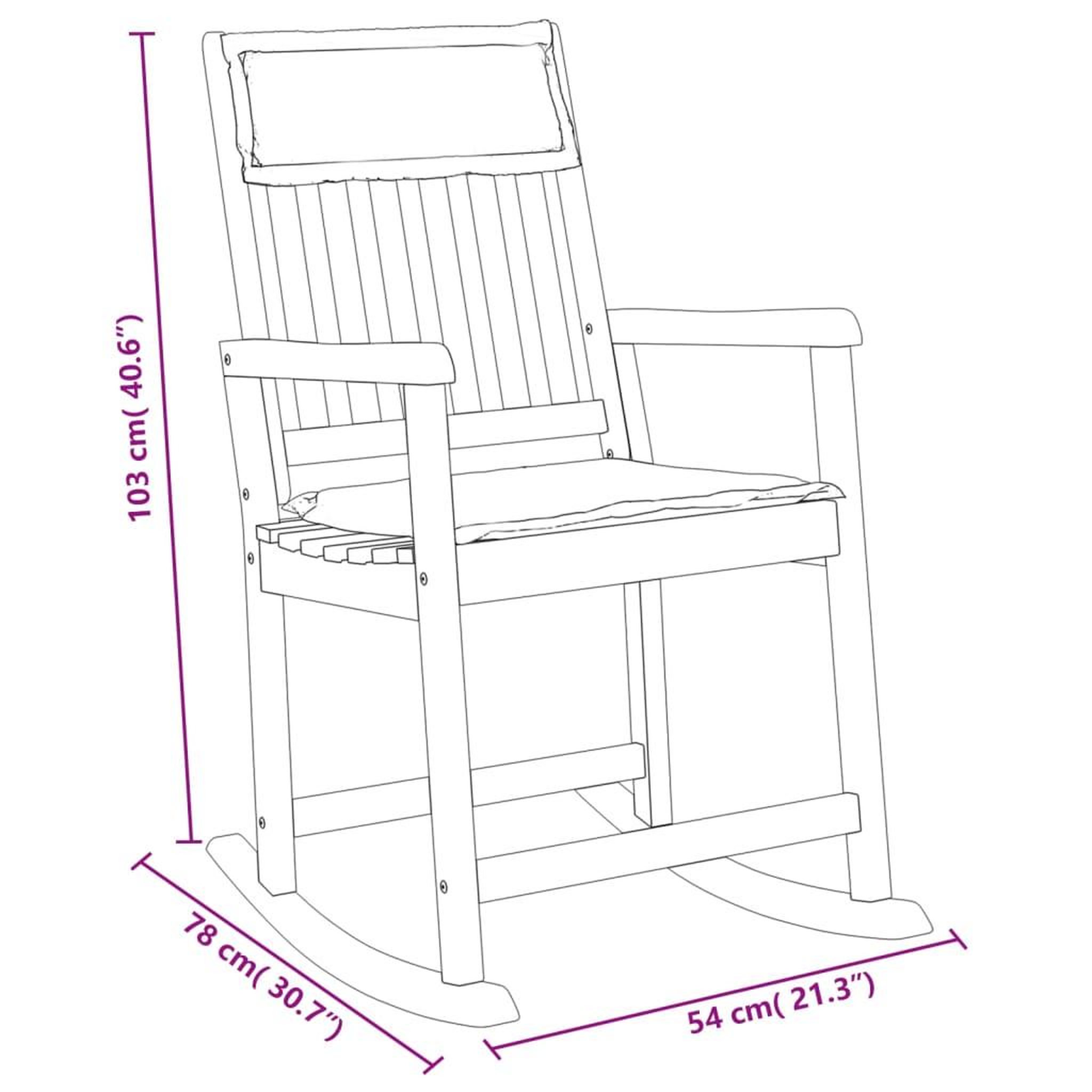 Voir la diapositive 6 : VIDAXL Chaise a bascule avec coussins bois massif d'acacia