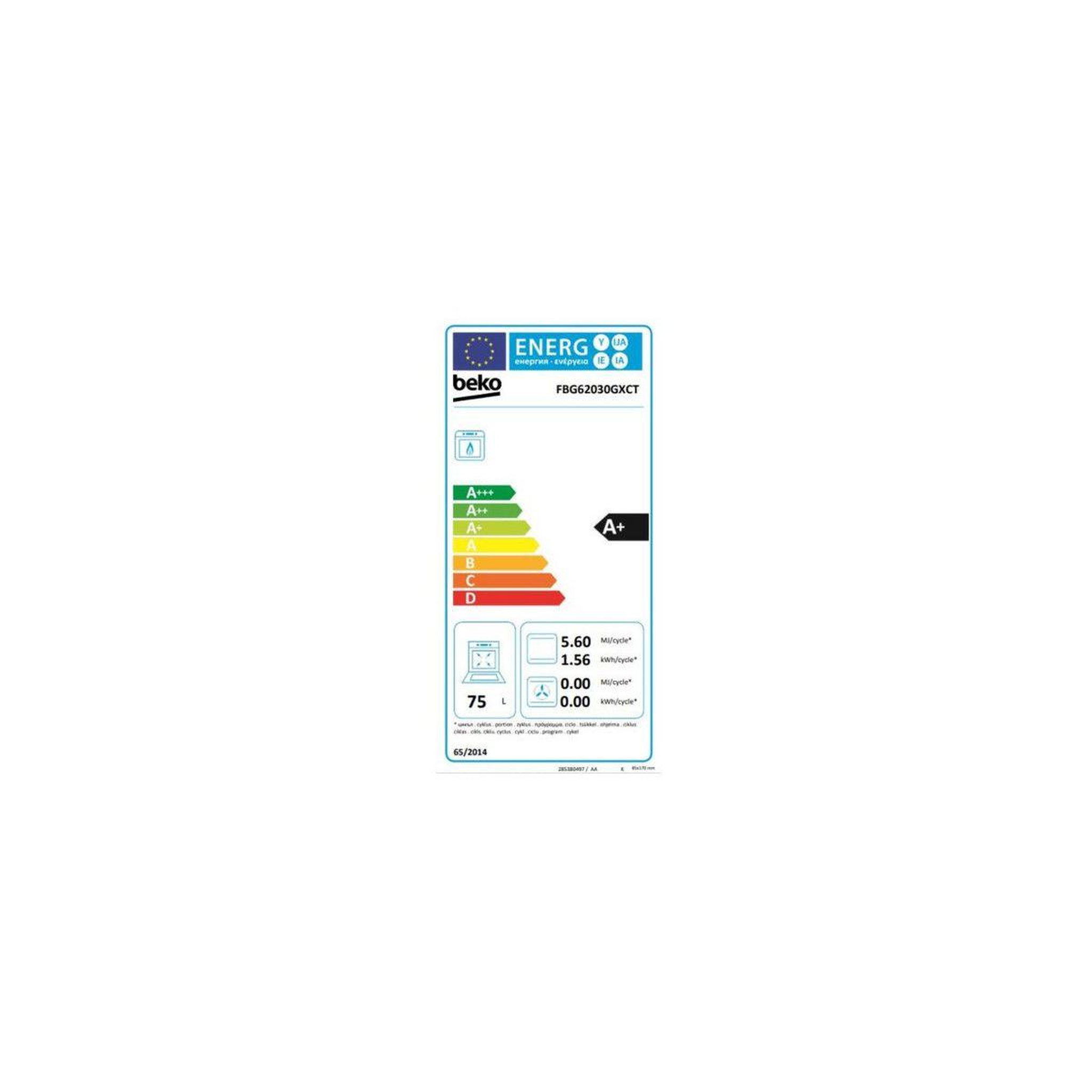 Voir la diapositive 6 : Beko Cuisinière gaz fbg62030gxct