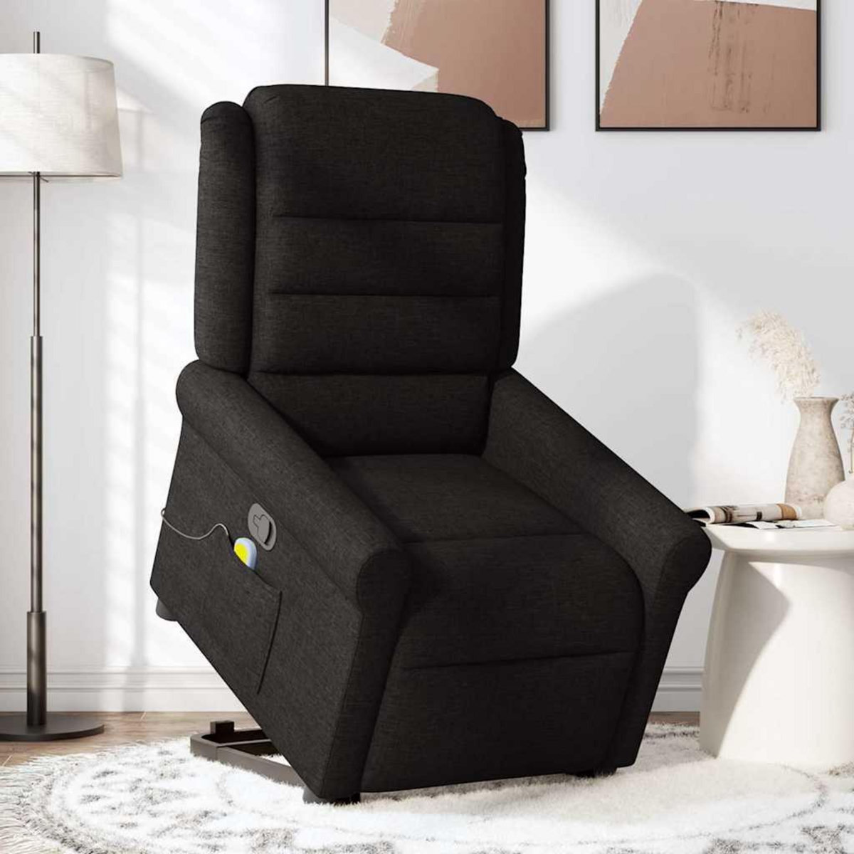 VIDAXL Fauteuil de massage inclinable Noir Tissu