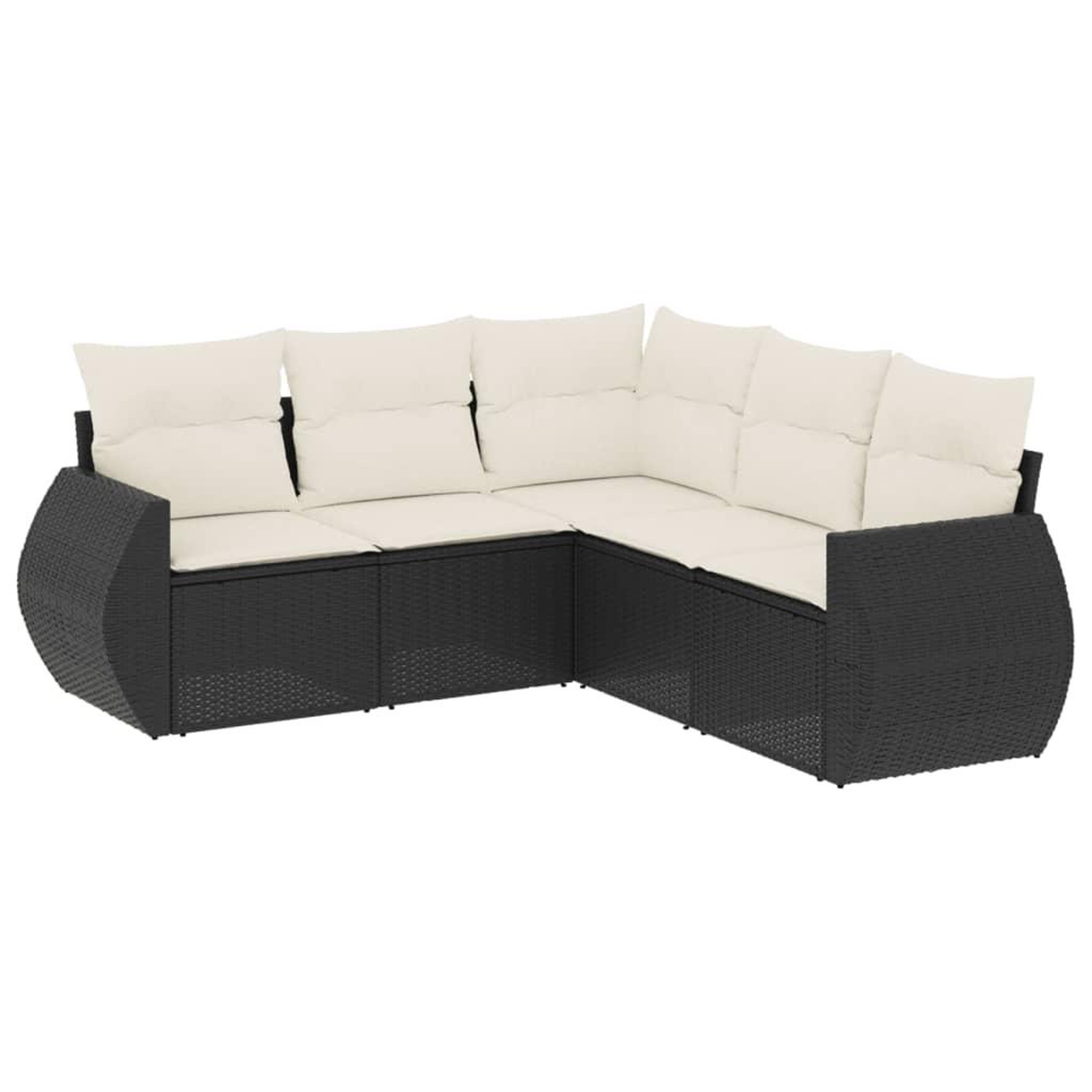 Voir la diapositive 2 : VIDAXL Salon de jardin 5 pcs avec coussins noir resine tressee