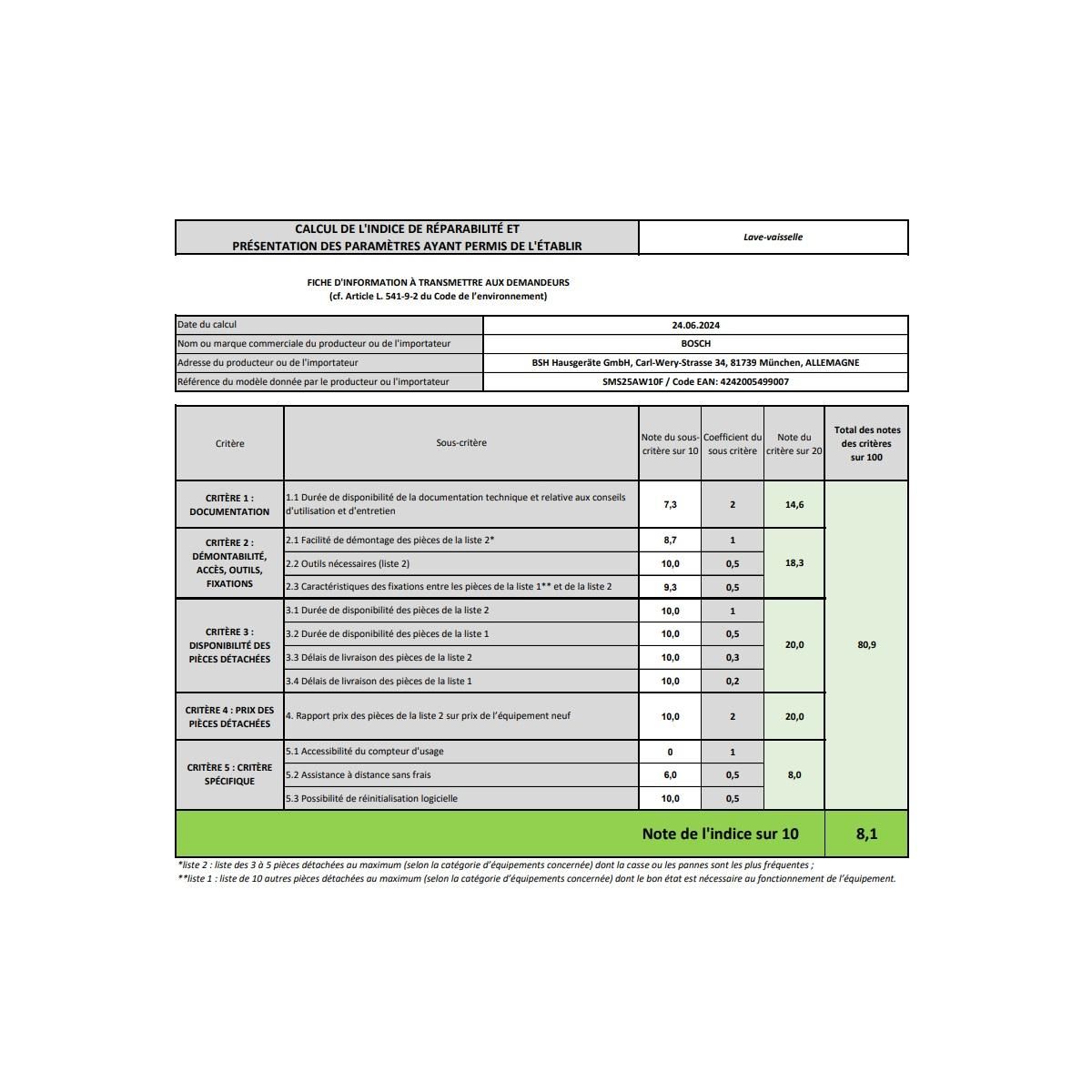 BOSCH Lave-vaisselle 60cm 12 couverts 48db blanc - SMS25AW10F