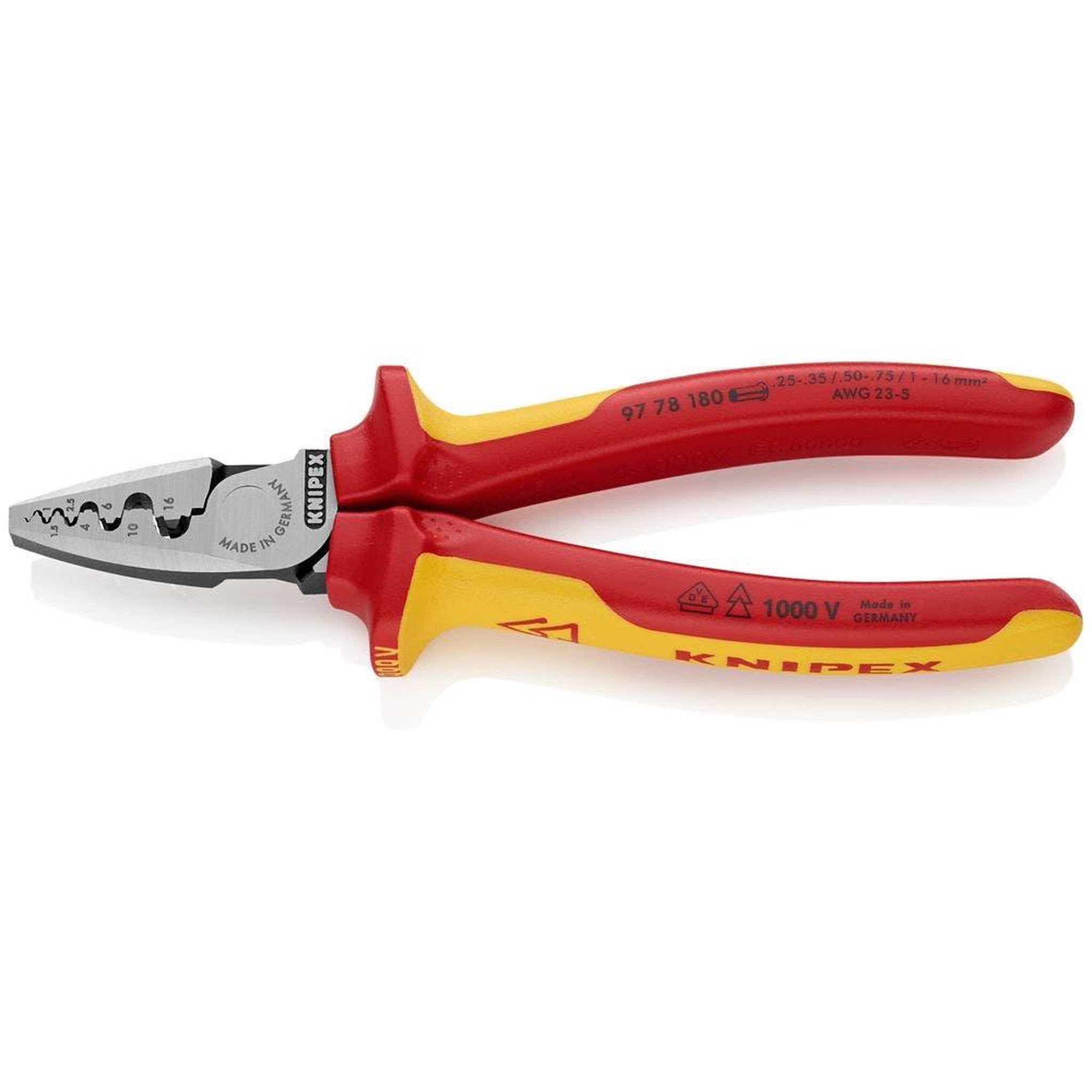 Knipex Pince à sertir isolée 1000v 9 positions 0,25 16,0 mm²
