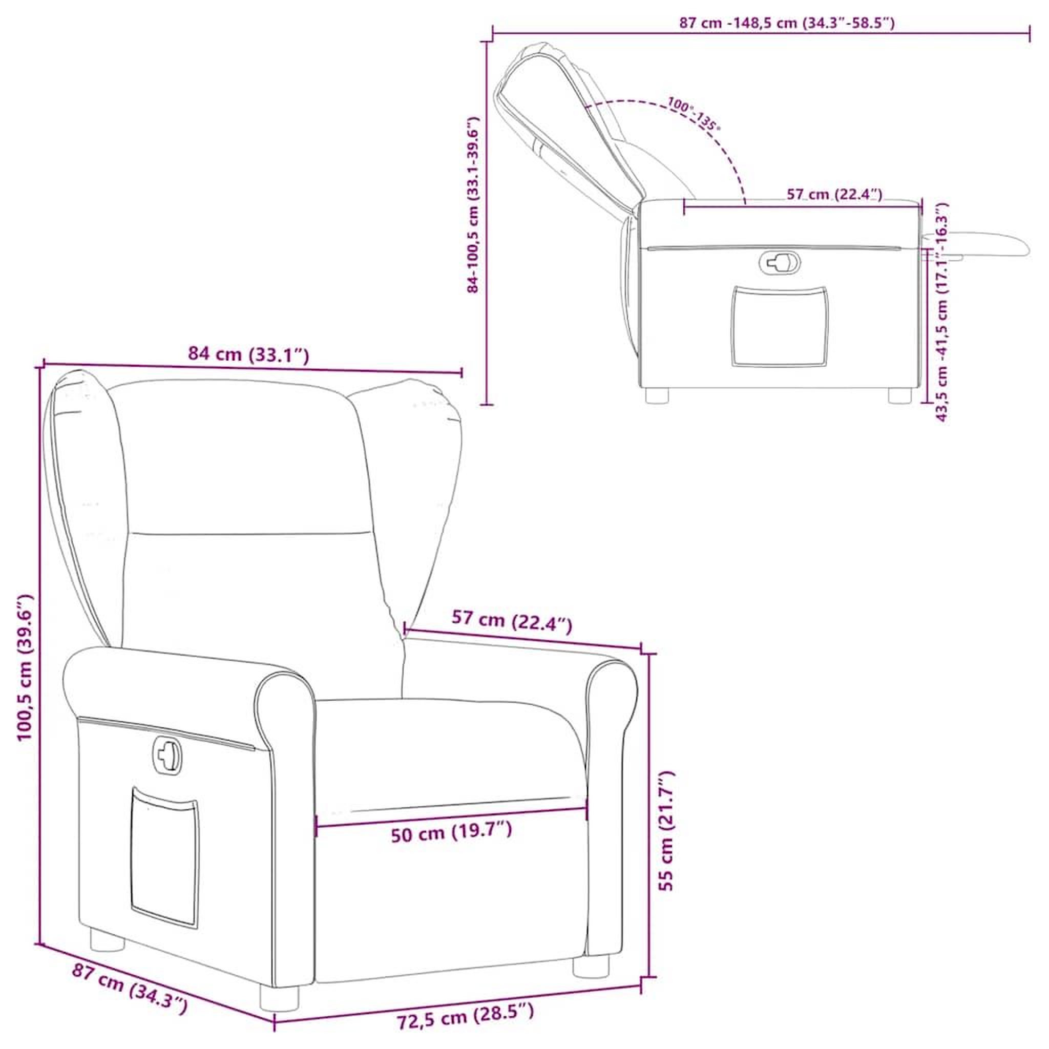 Voir la diapositive 6 : VIDAXL Fauteuil inclinable Taupe Tissu