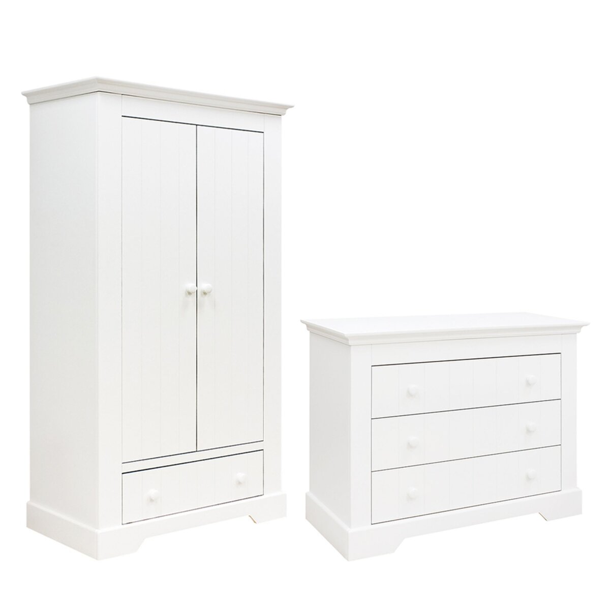 BOPITA Commode 3 tiroirs et armoire 2 portes Narbonne - Blanc