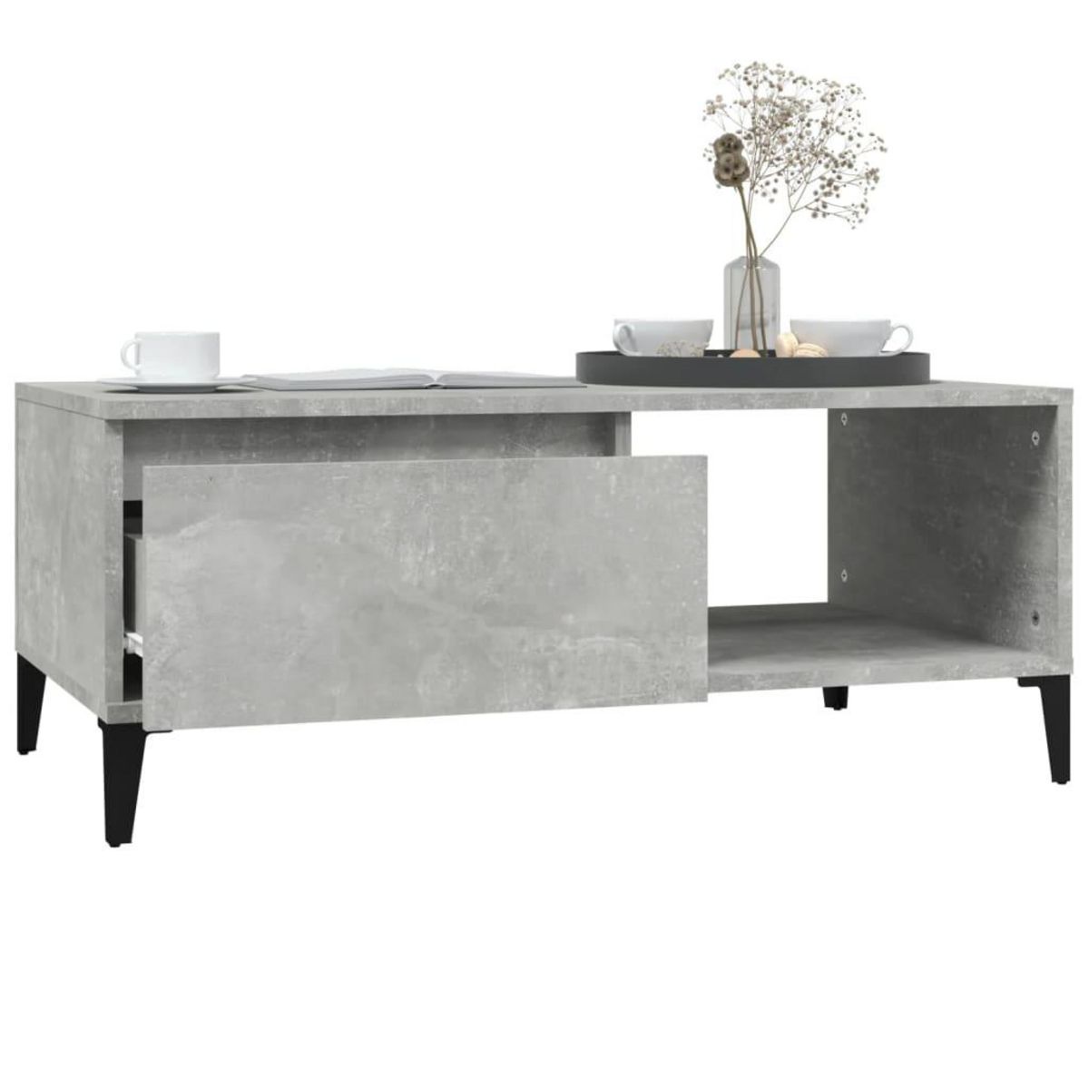 VIDAXL Table basse Gris beton 90x50x36,5 cm Bois d'ingenierie